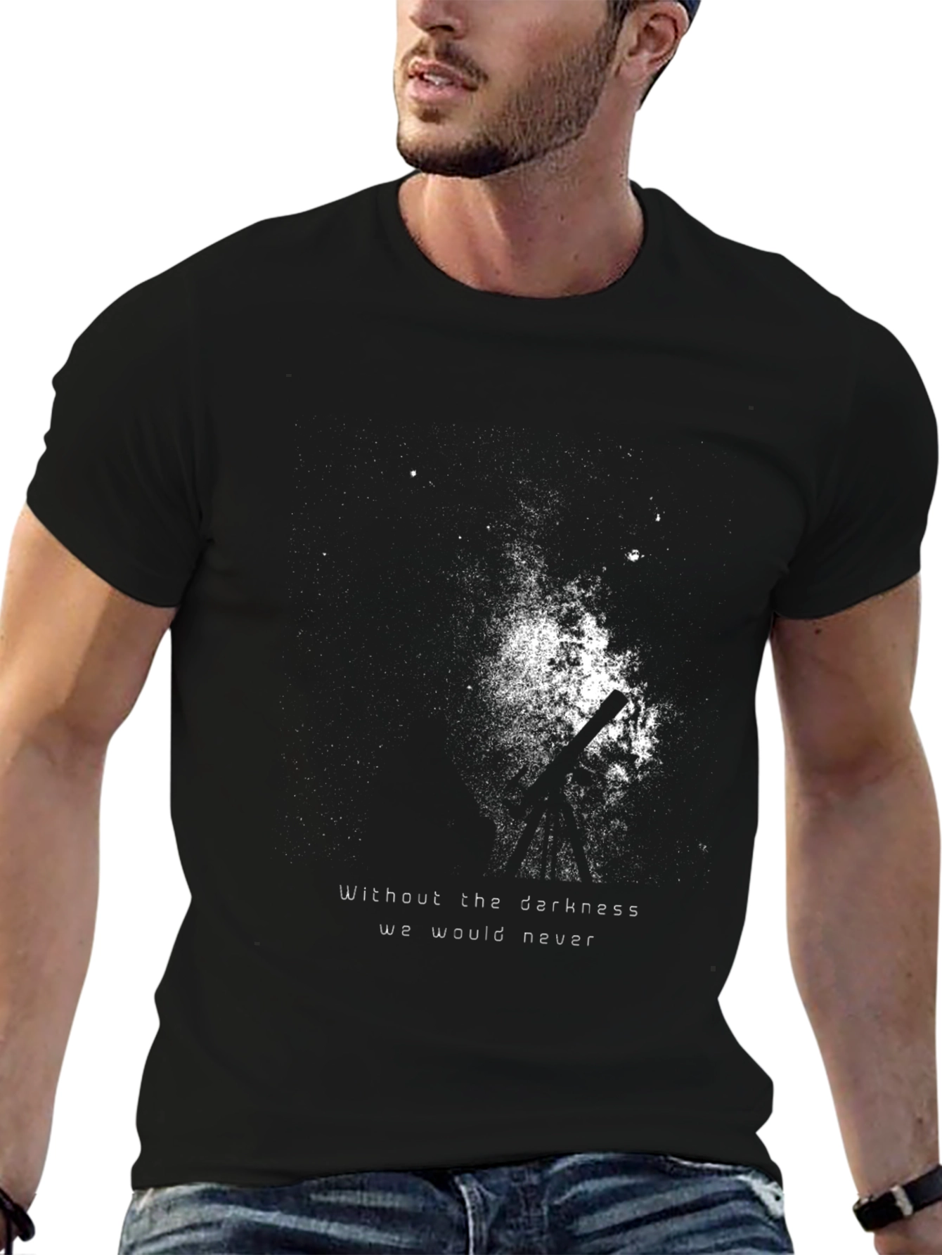 Mens Black T-Shirt with Abstract Graphic Print