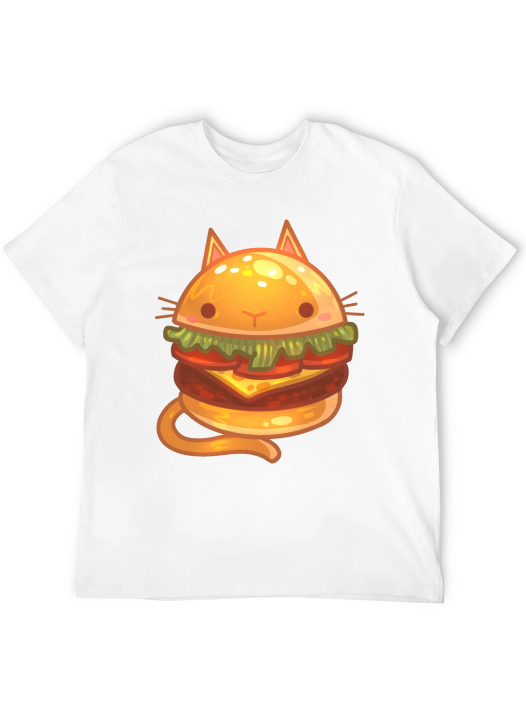 Cat Burger Graphic Print Black T-Shirt