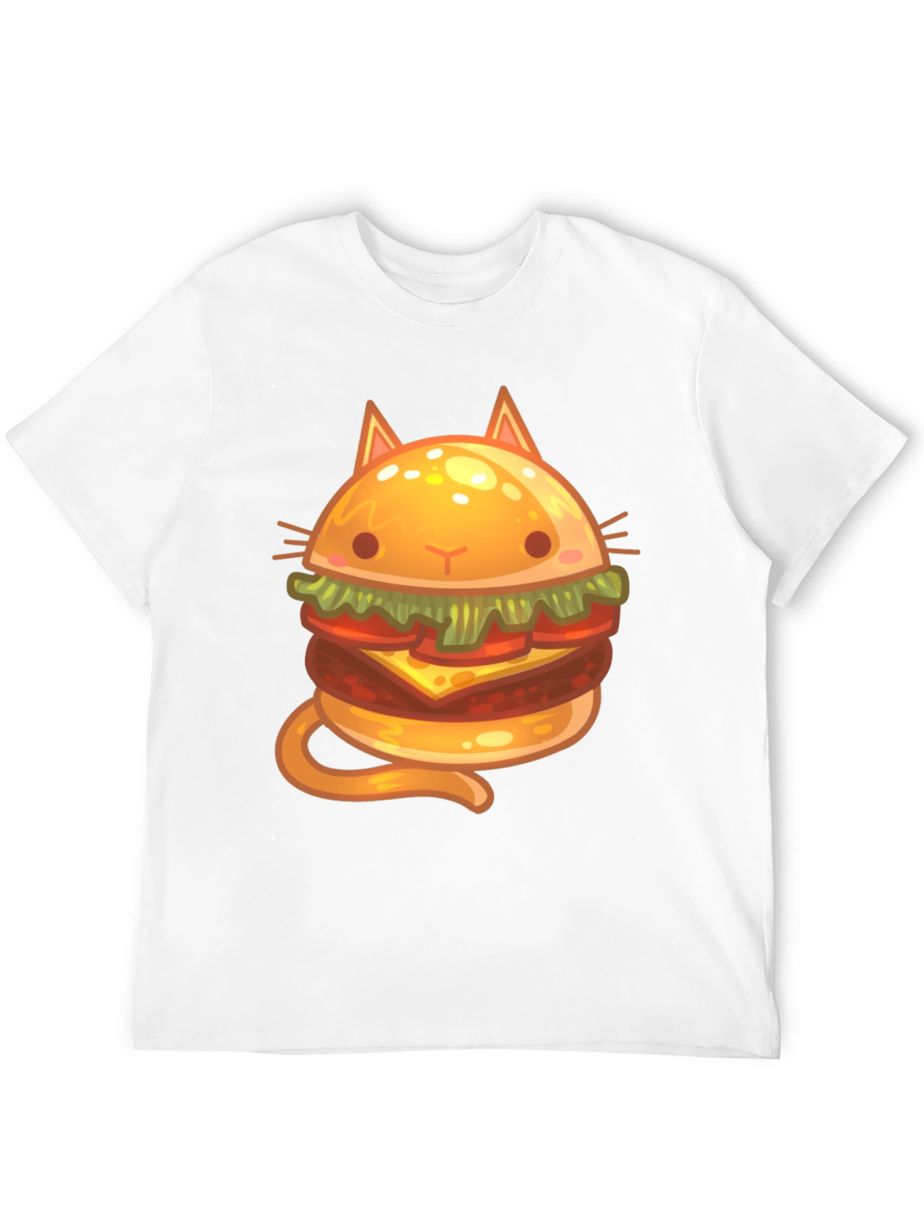 Cat Burger Graphic Print Black T-Shirt