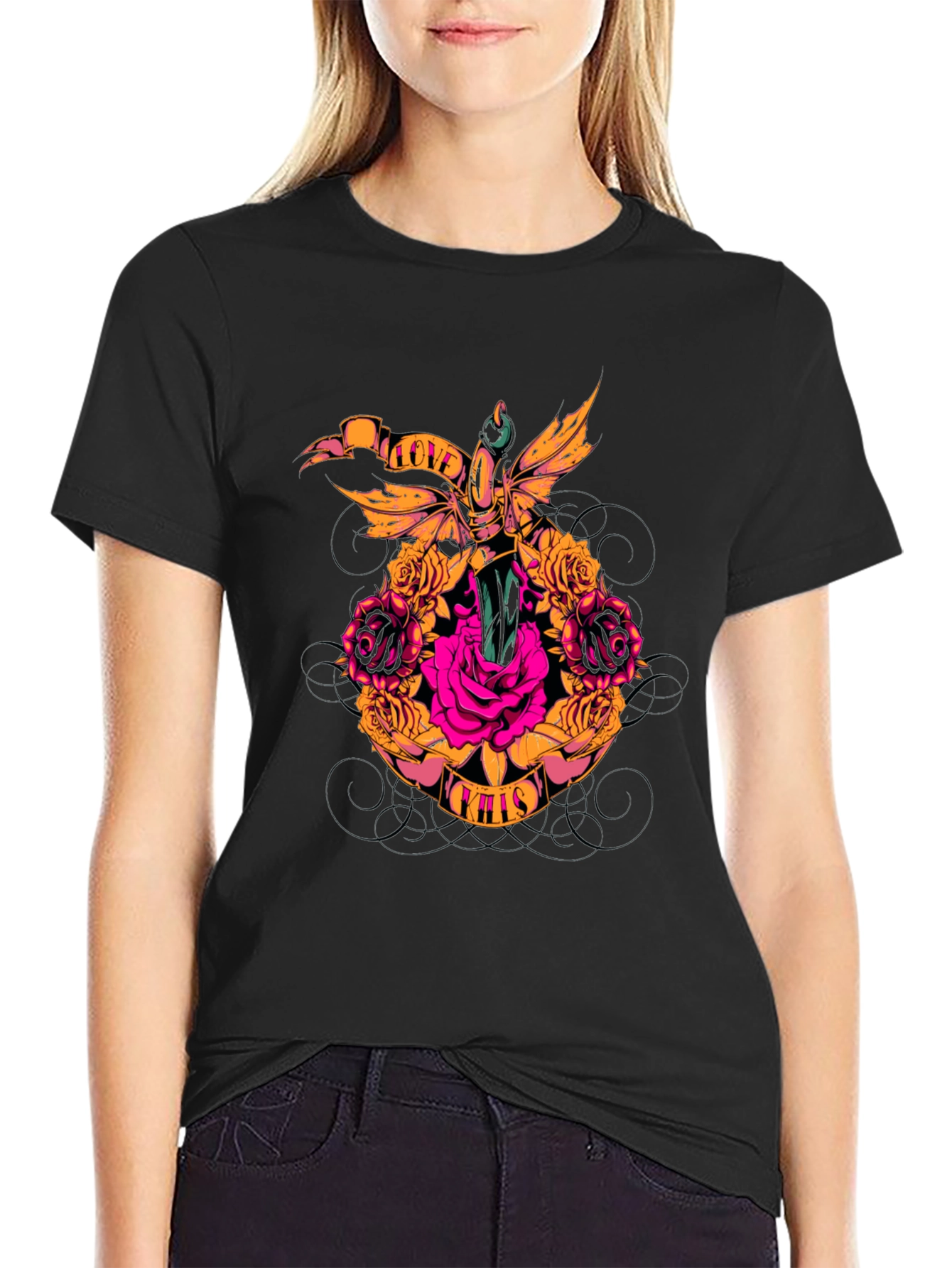 Rose & Dagger Graphic Tee - Love Kills