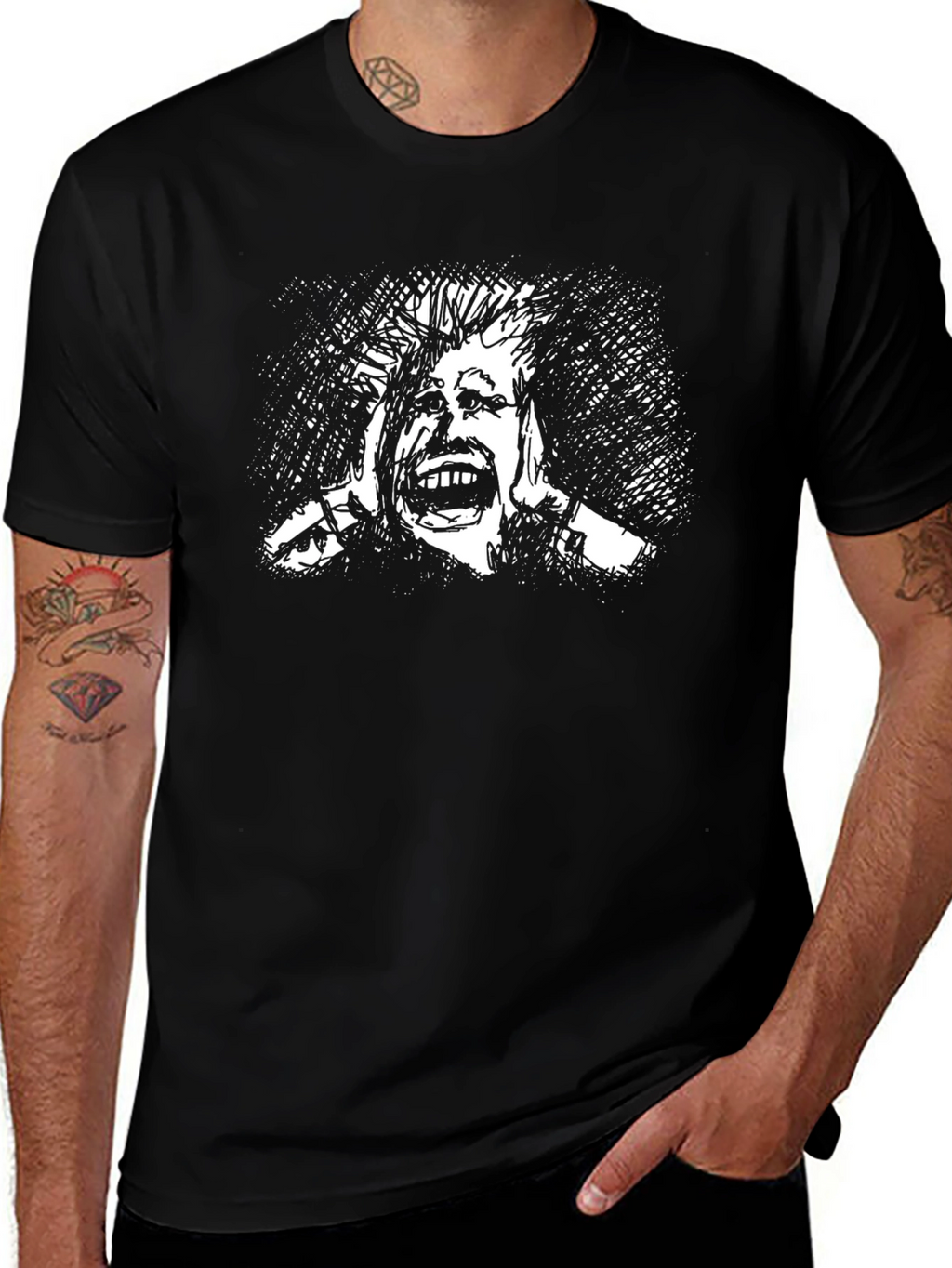 Distressed Graphic Tee - Bold Artistic Design