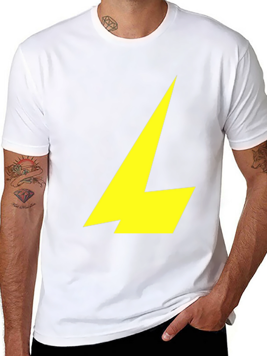 Black T-Shirt with Yellow Lightning Bolt