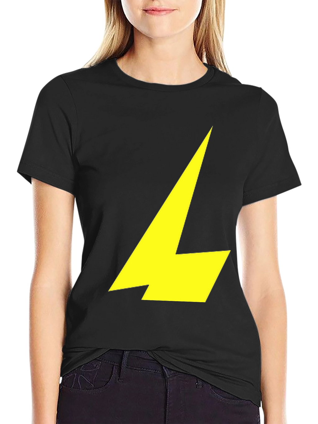 Black T-Shirt with Yellow Lightning Bolt