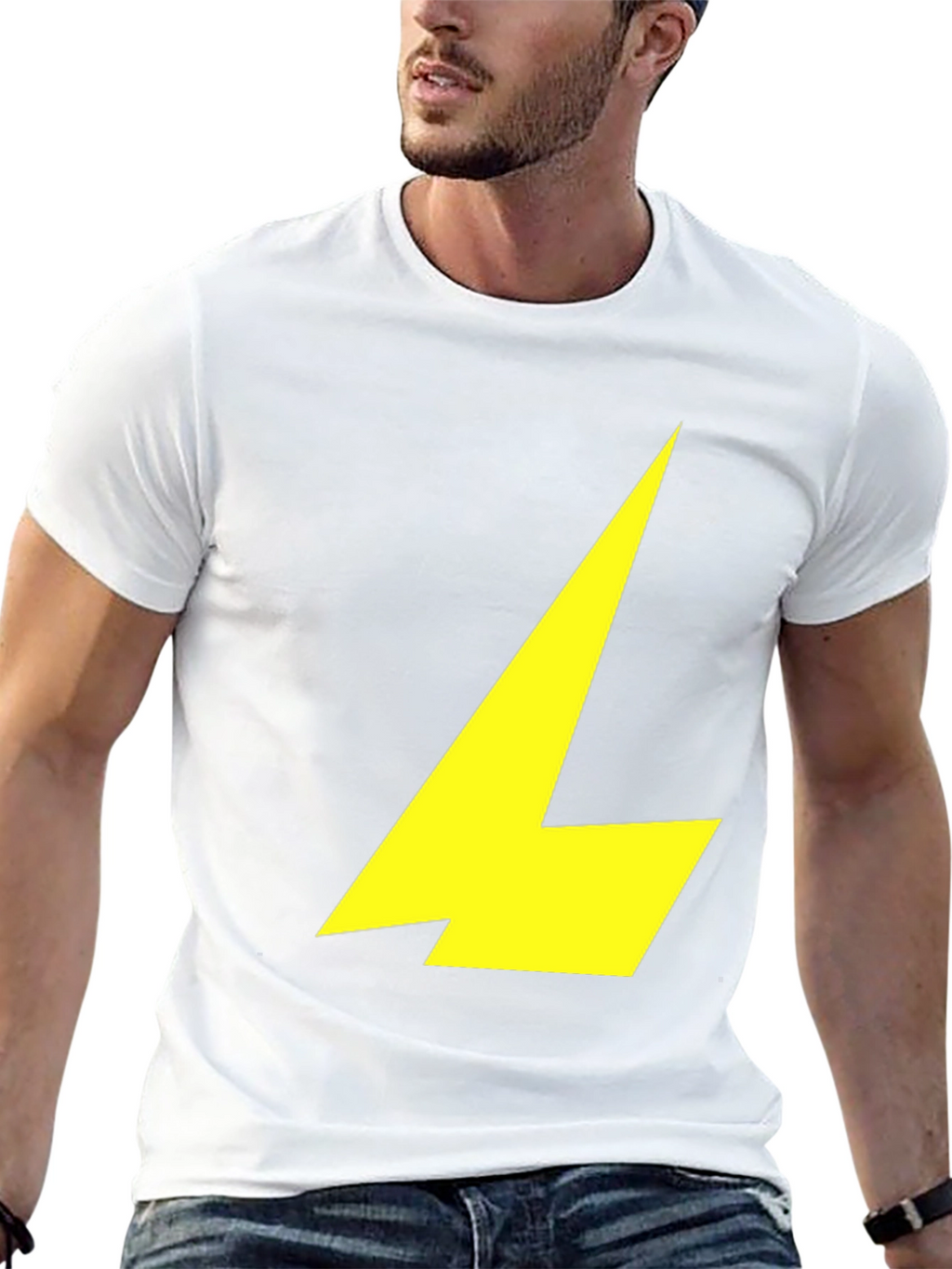 Black T-Shirt with Yellow Lightning Bolt