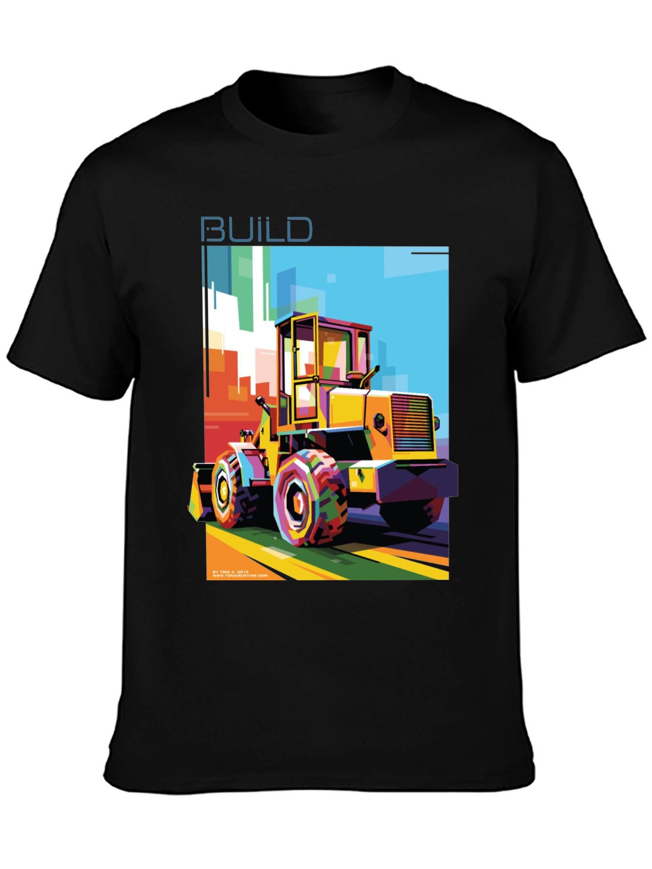 Colorful Construction T-Shirt: Build Graphic Tee