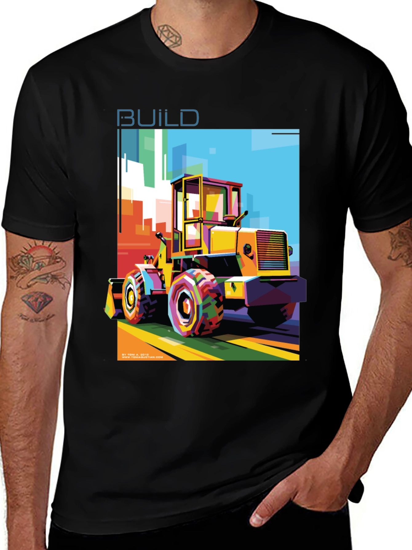 Colorful Construction T-Shirt: Build Graphic Tee
