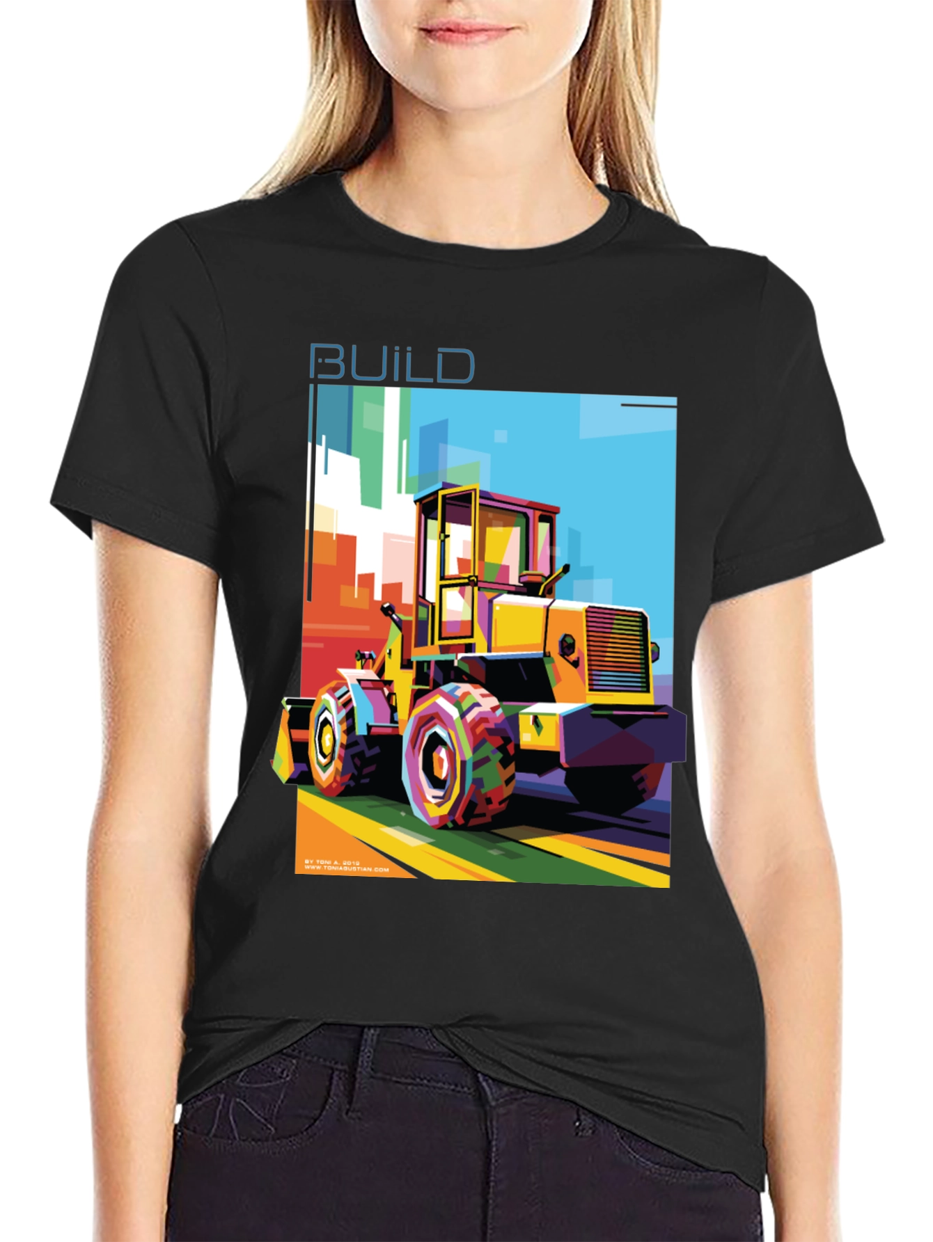 Colorful Construction T-Shirt: Build Graphic Tee
