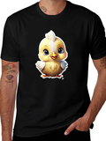 Cute Cartoon Chick Graphic Tee - Soft Cotton Blend