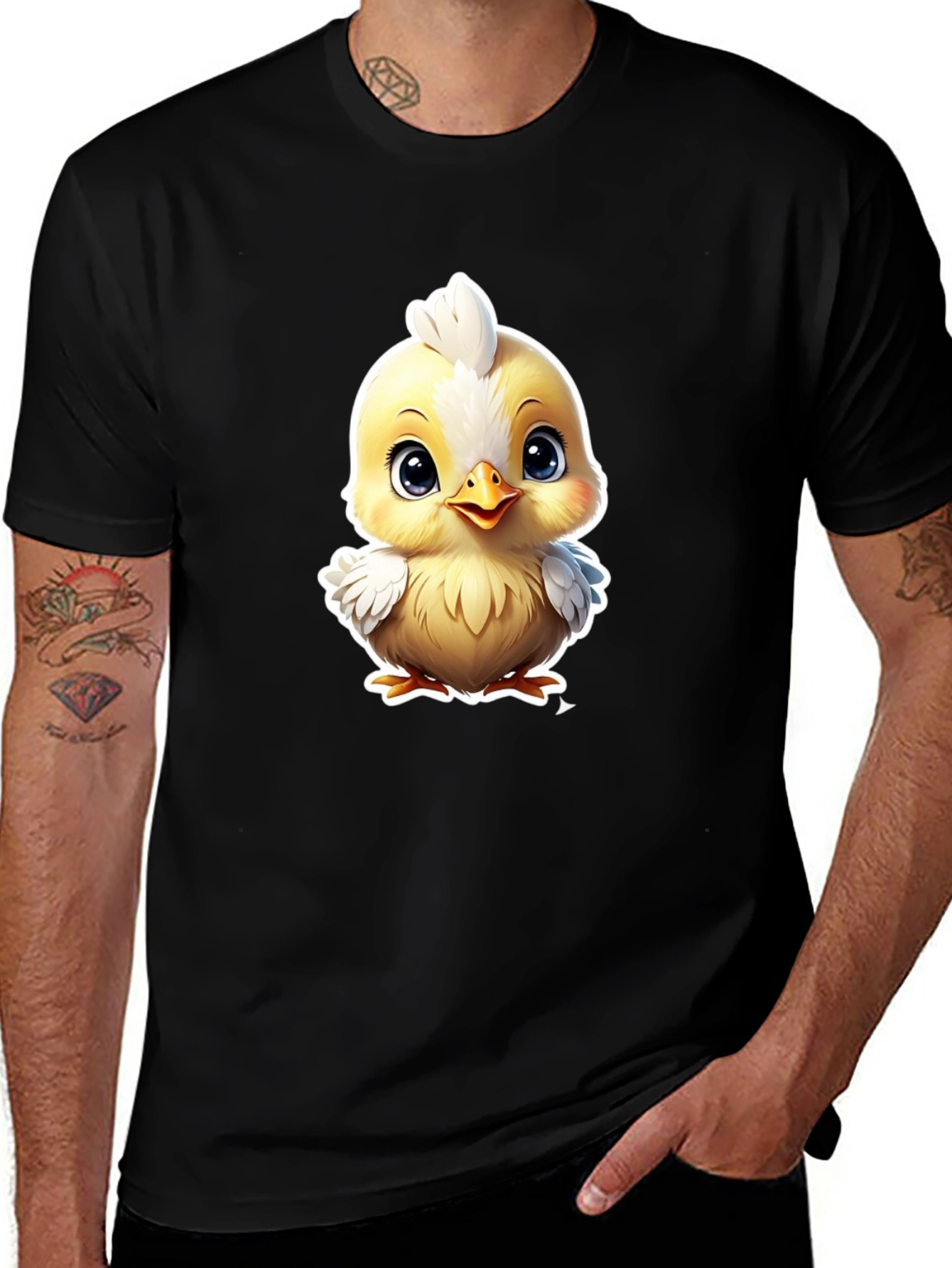 Cute Cartoon Chick Graphic Tee - Soft Cotton Blend
