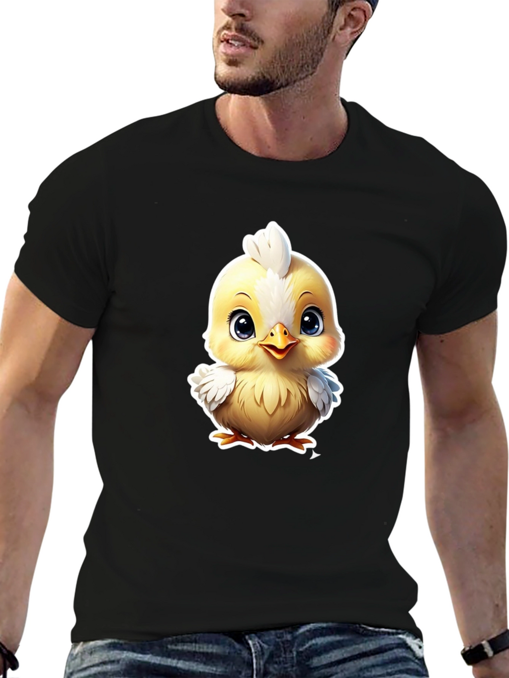 Cute Cartoon Chick Graphic Tee - Soft Cotton Blend