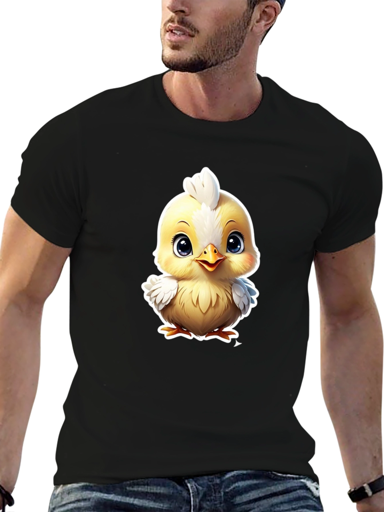 Cute Cartoon Chick Graphic Tee - Soft Cotton Blend