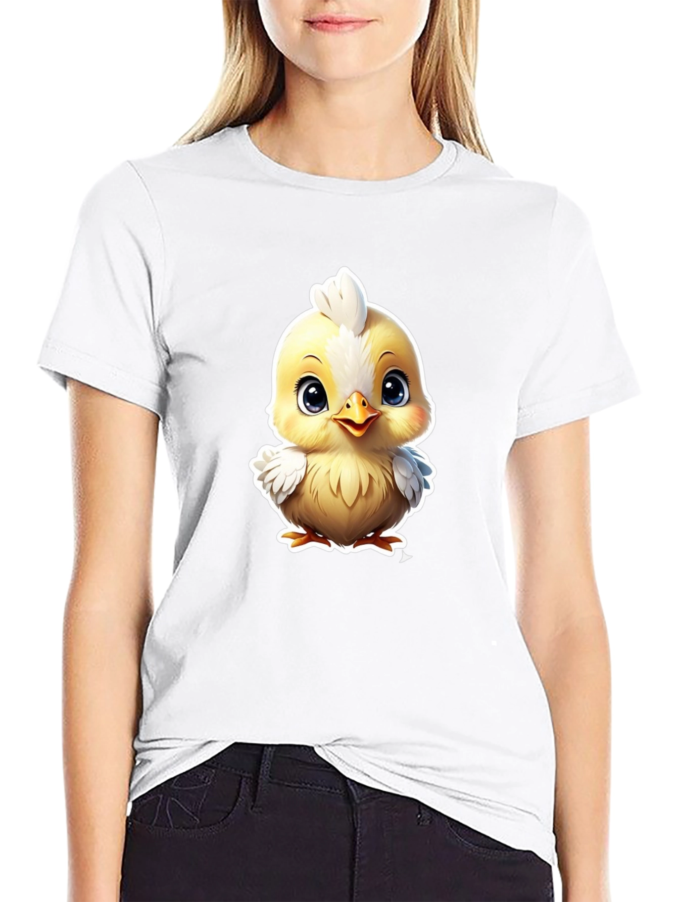 Cute Cartoon Chick Graphic Tee - Soft Cotton Blend