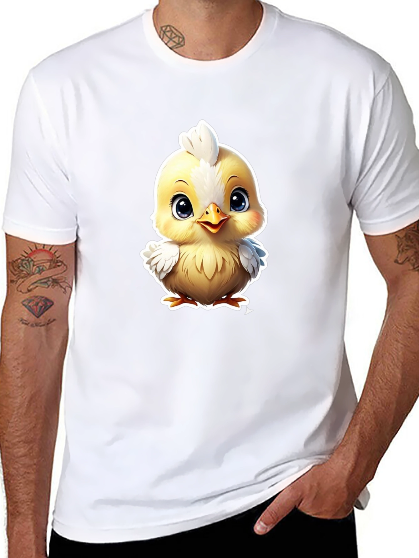 Cute Cartoon Chick Graphic Tee - Soft Cotton Blend