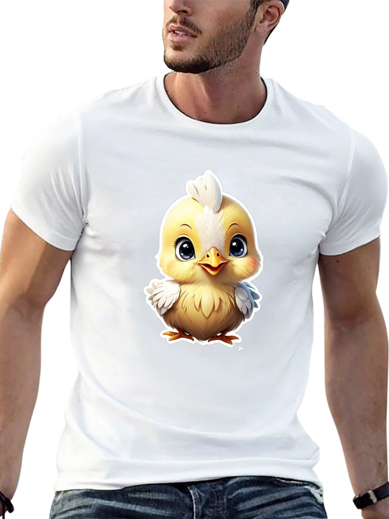 Cute Cartoon Chick Graphic Tee - Soft Cotton Blend