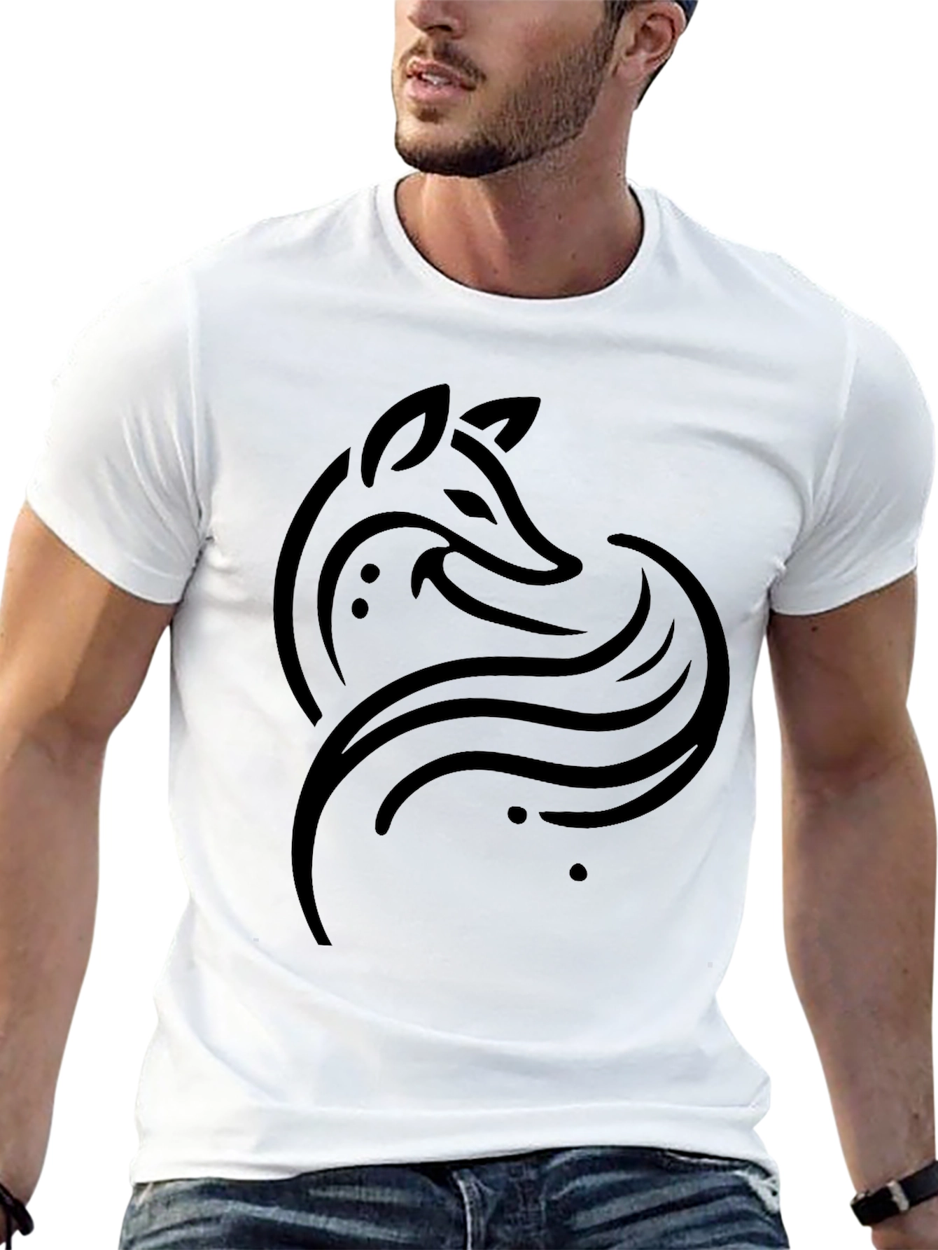 Fox Graphic Print Black T-Shirt