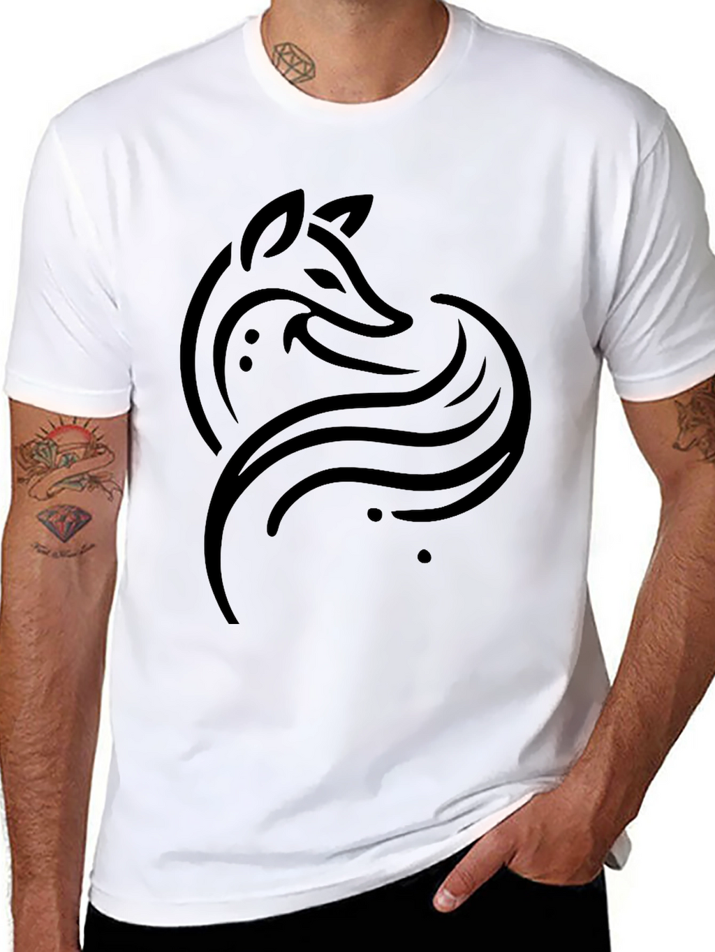 Fox Graphic Print Black T-Shirt