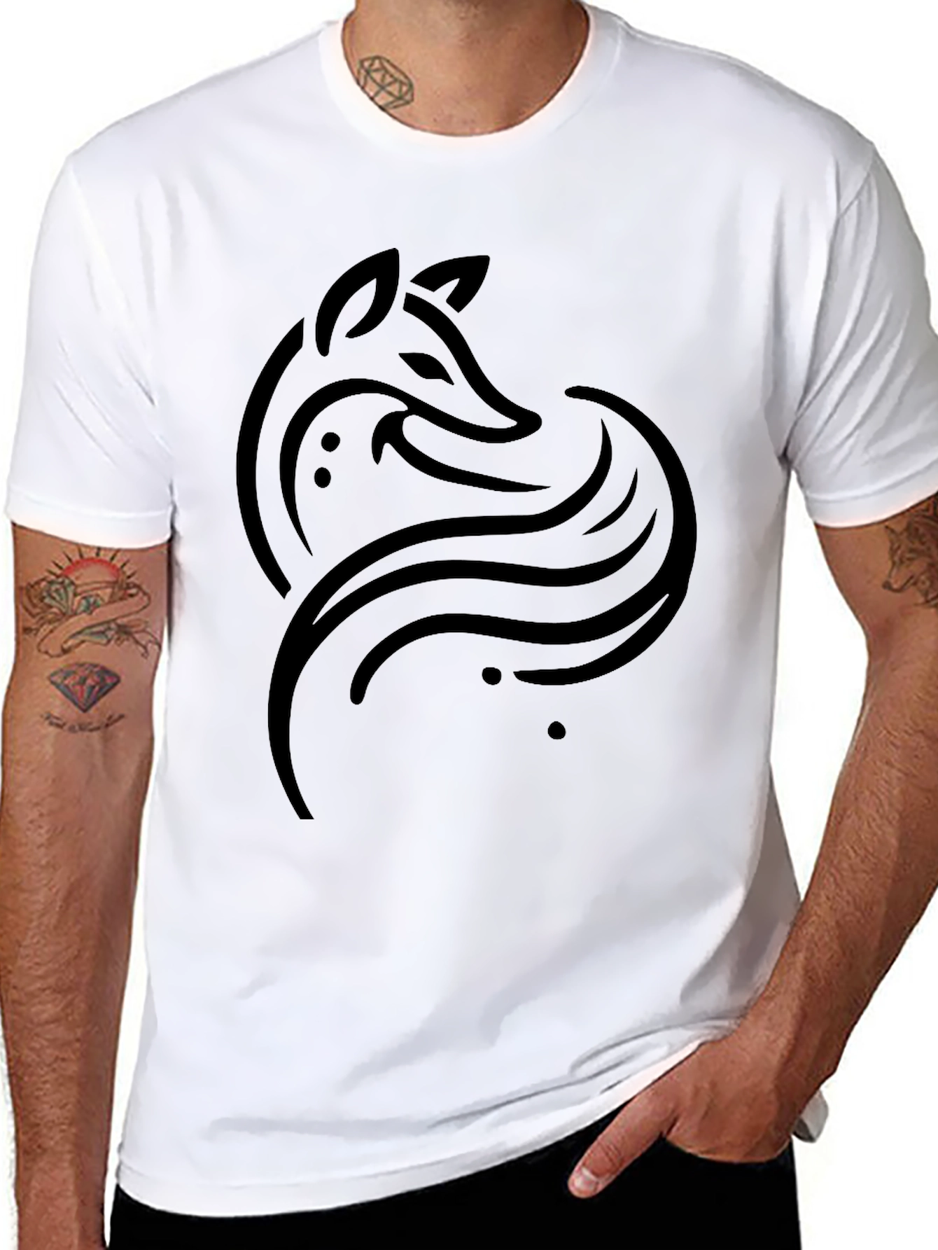 Fox Graphic Print Black T-Shirt