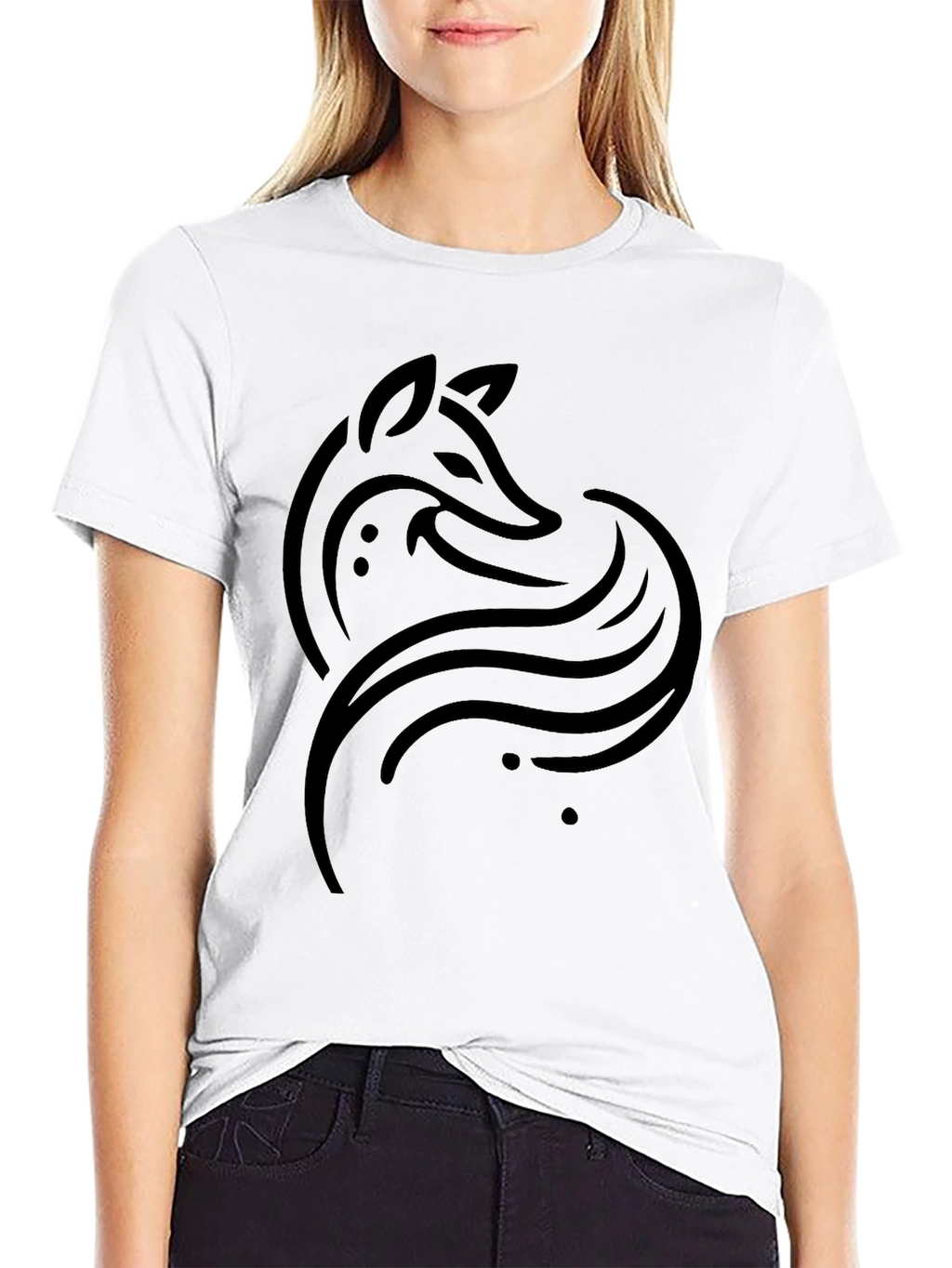 Fox Graphic Print Black T-Shirt