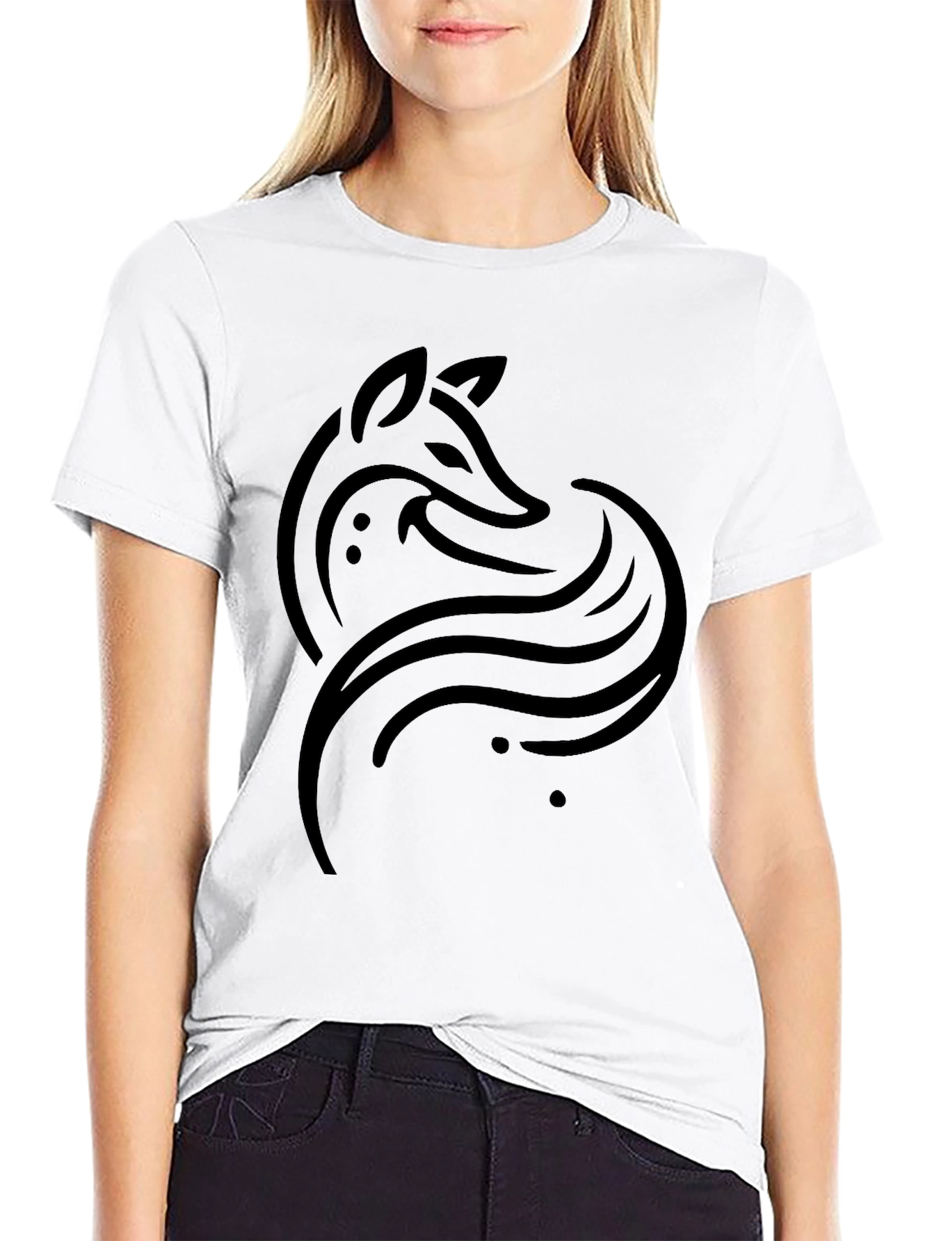 Fox Graphic Print Black T-Shirt