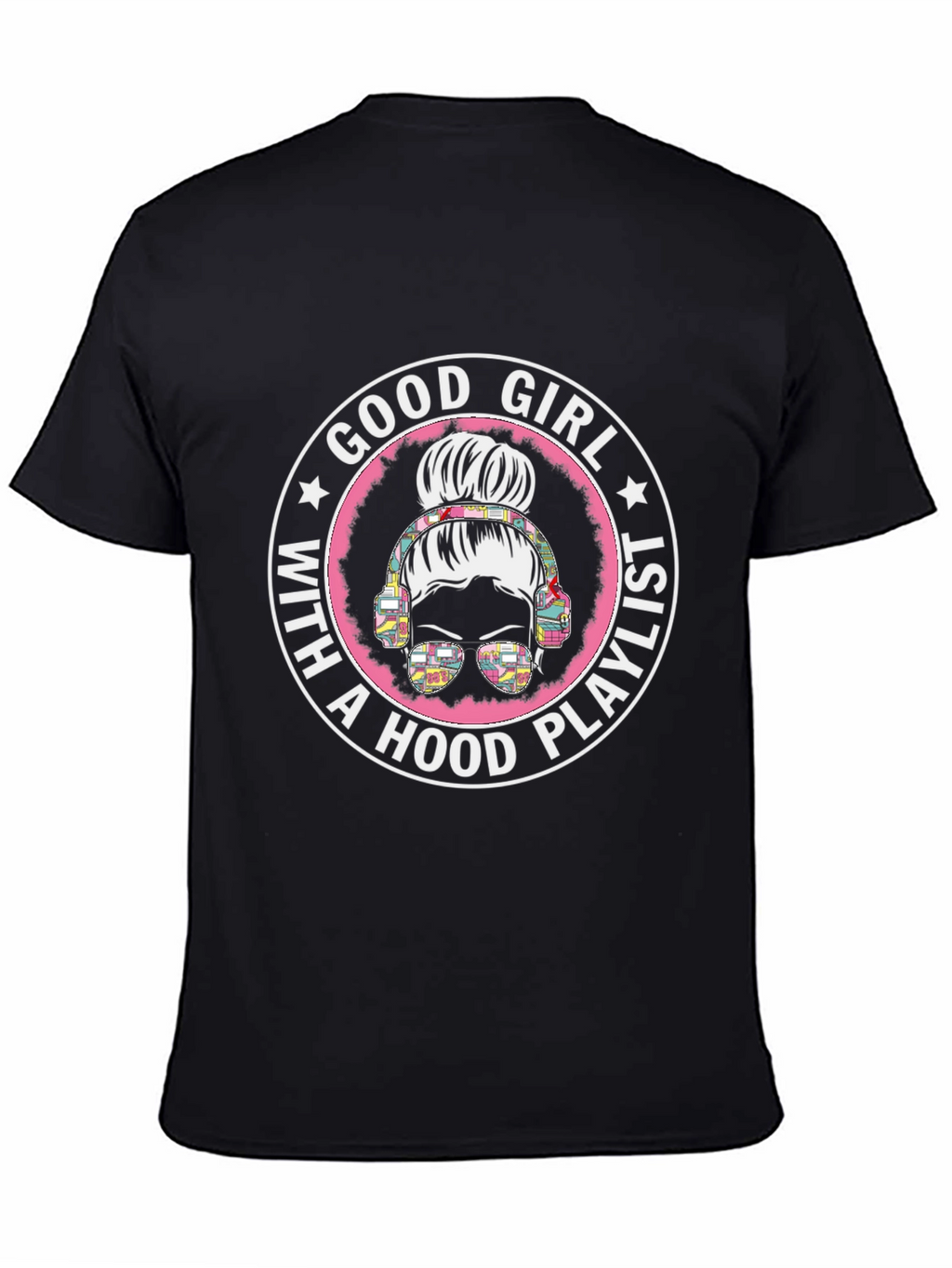 Good Girl with Hood Playlist Black T-Shirt