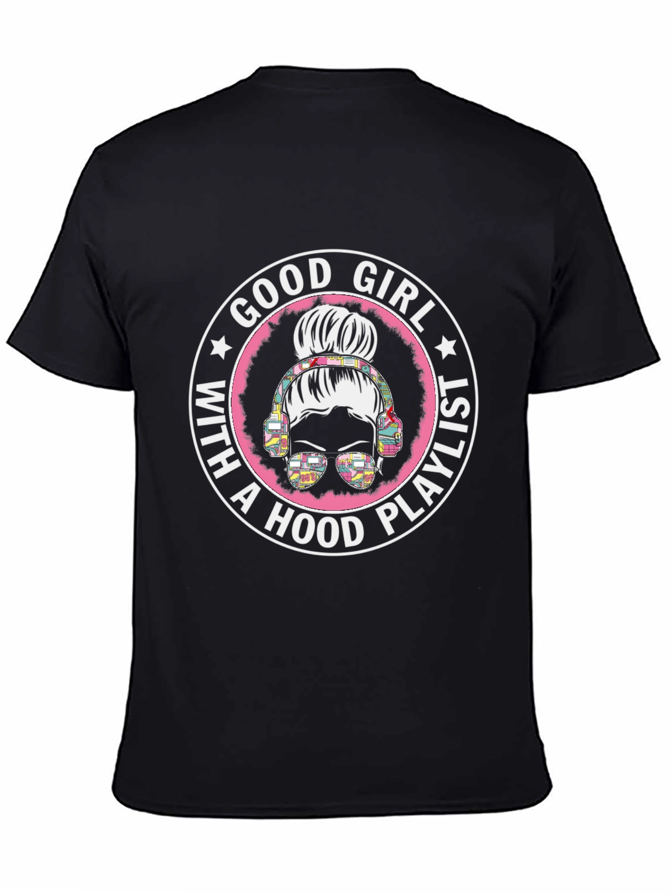 Good Girl with Hood Playlist Black T-Shirt