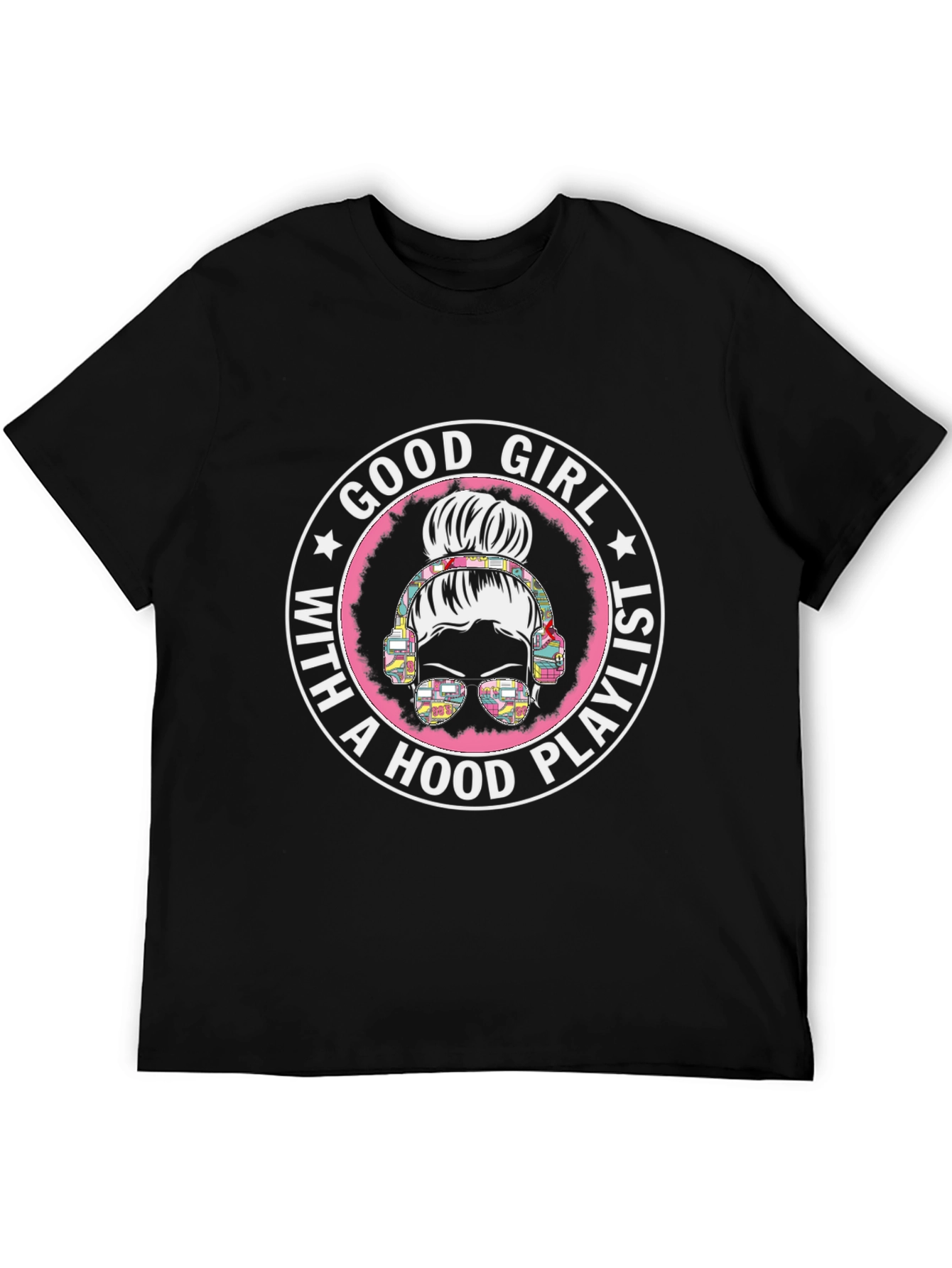 Good Girl with Hood Playlist Black T-Shirt
