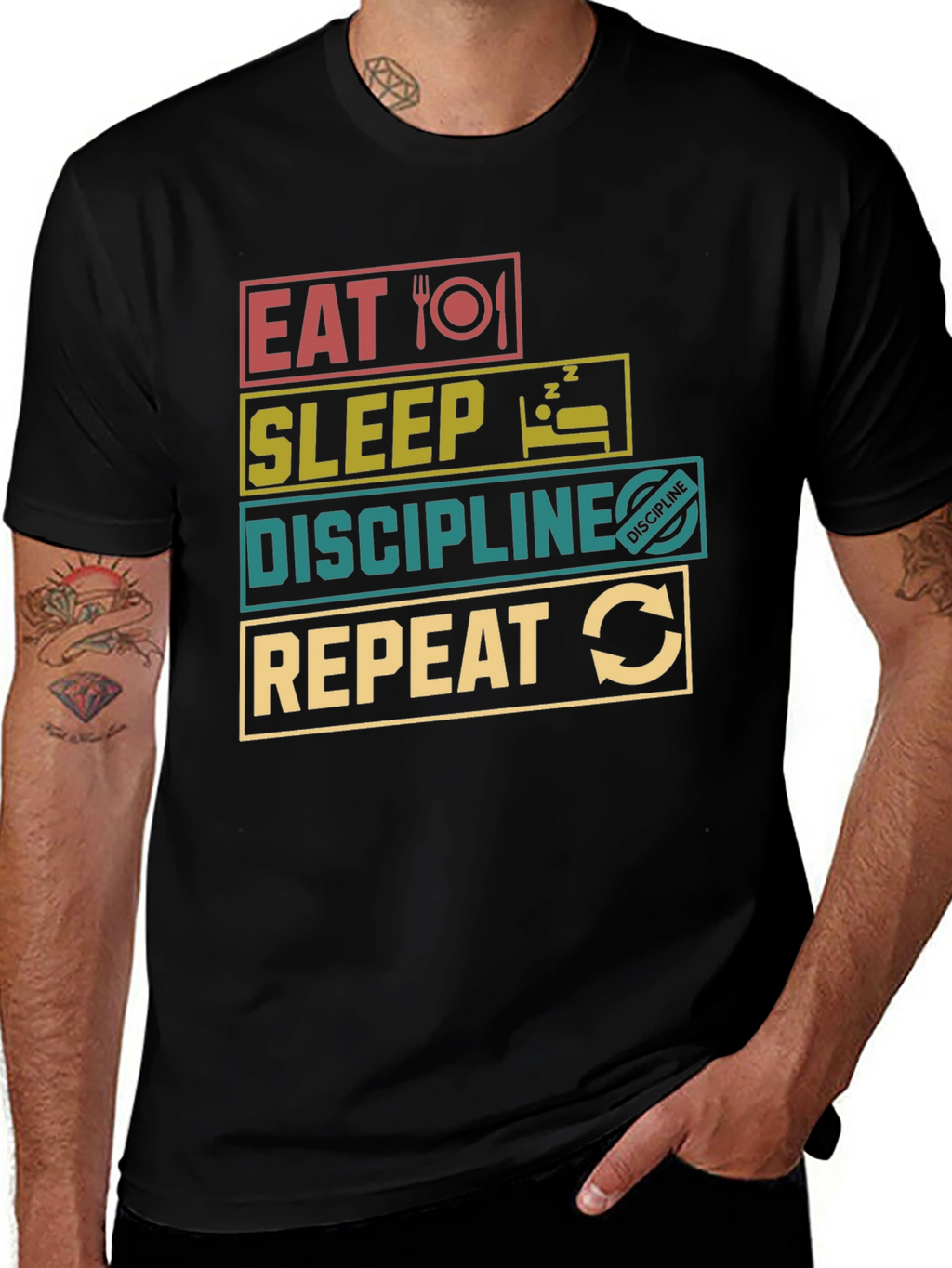 Eat Sleep Discipline Repeat Graphic T-Shirt