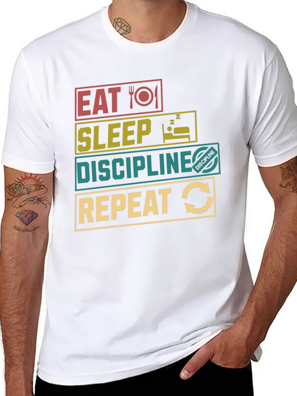 Eat Sleep Discipline Repeat Graphic T-Shirt