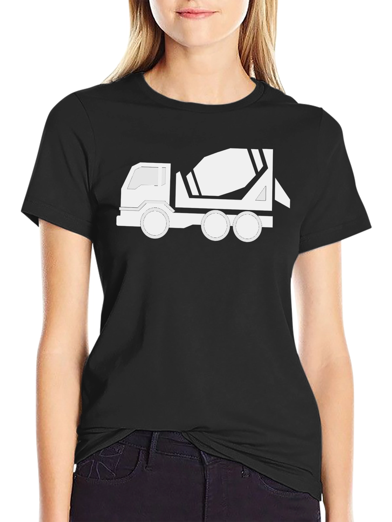 Black T-Shirt with Cement Truck Graphic