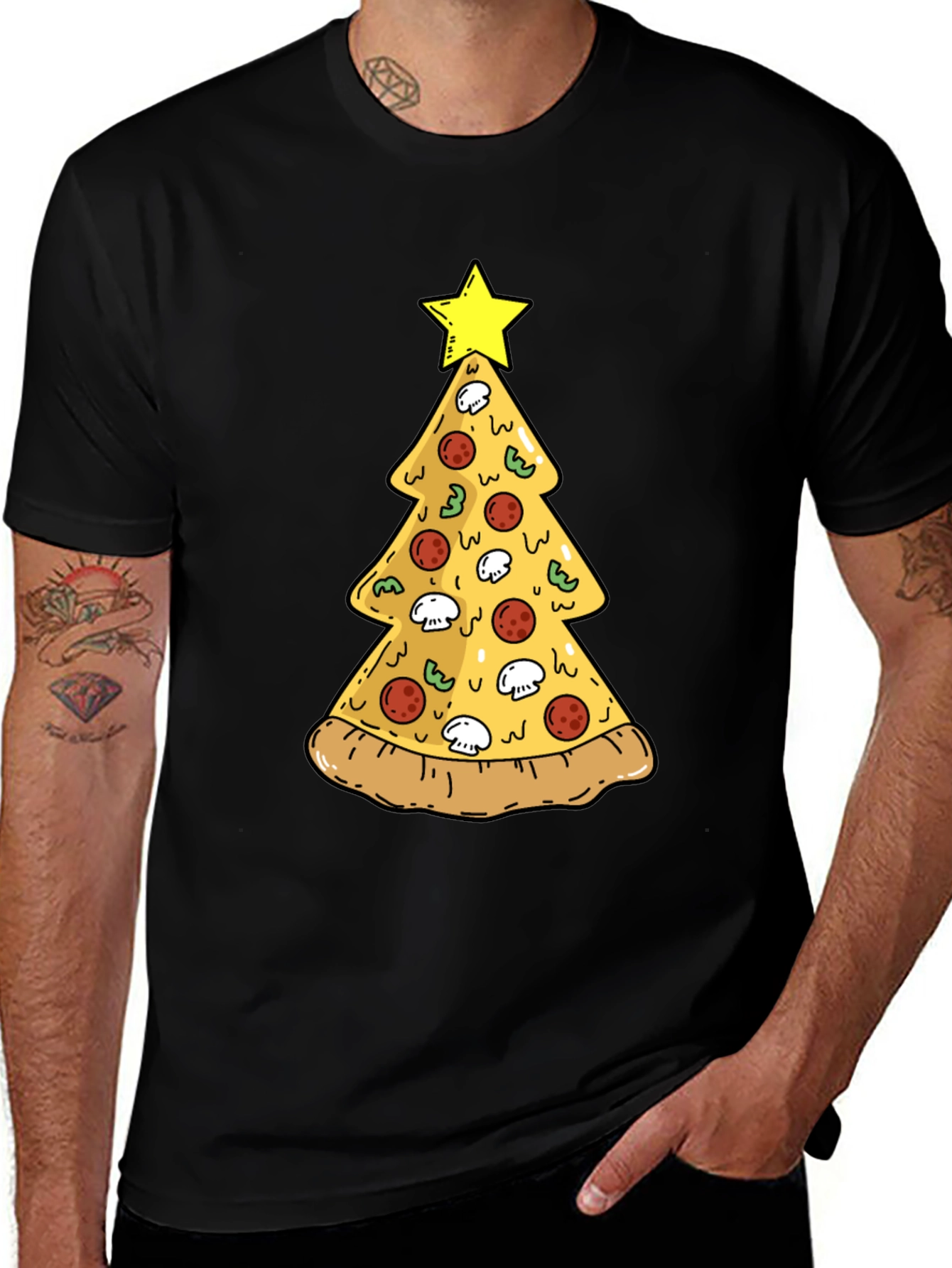 Pizza Christmas Tree T-Shirt - Festive Holiday Tee