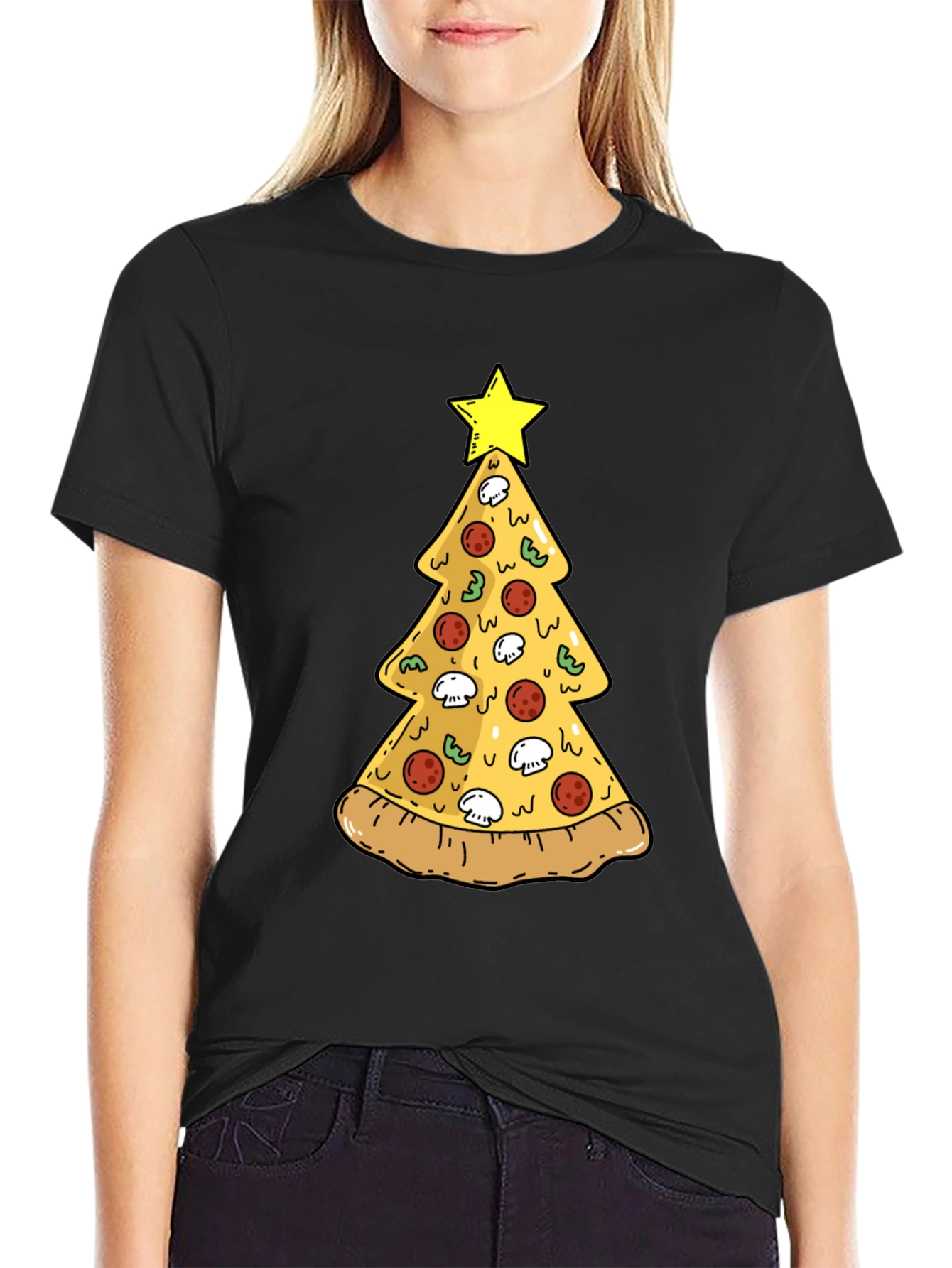 Pizza Christmas Tree T-Shirt - Festive Holiday Tee