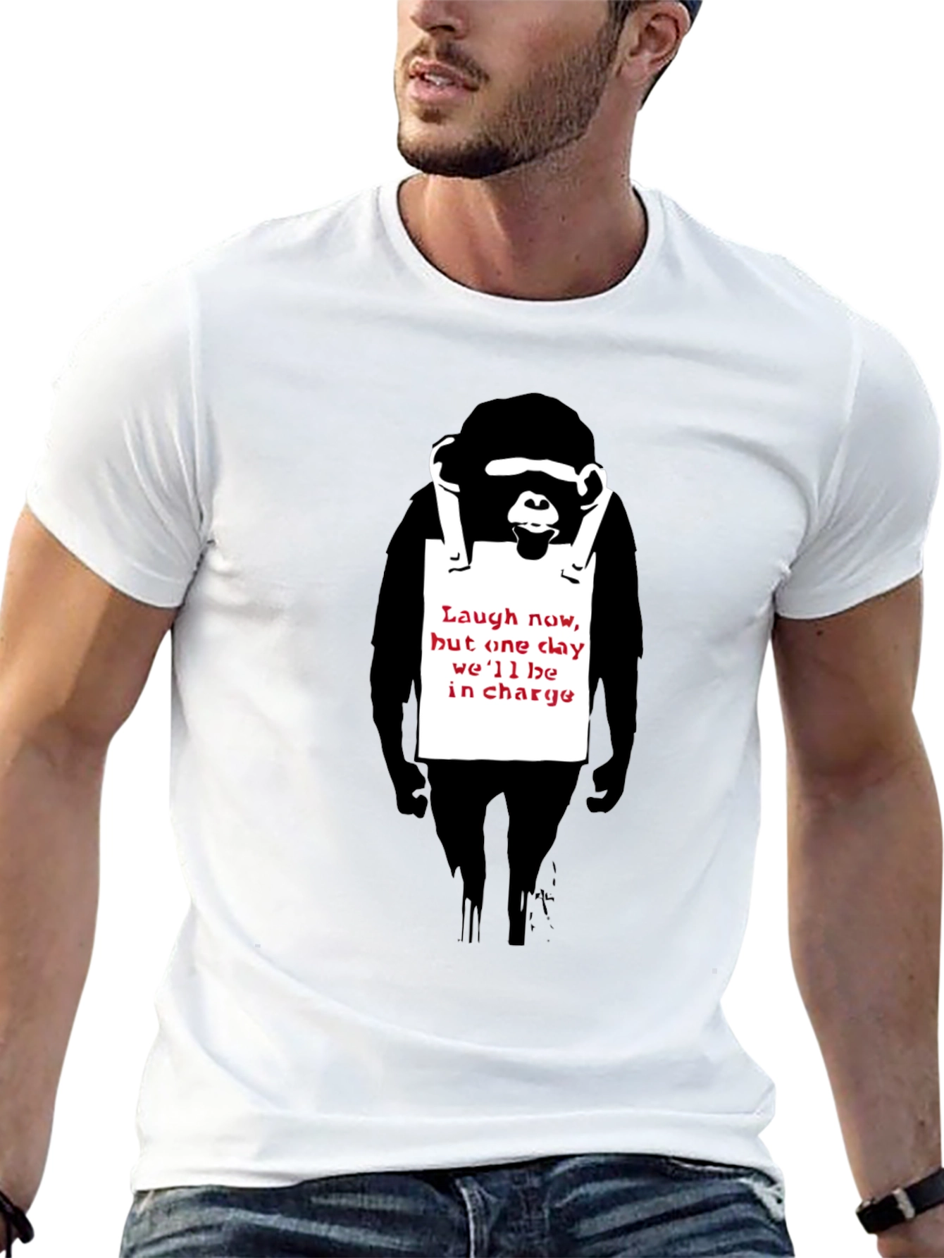 Banksy Monkey Laugh Now T-Shirt - Graphic Tee