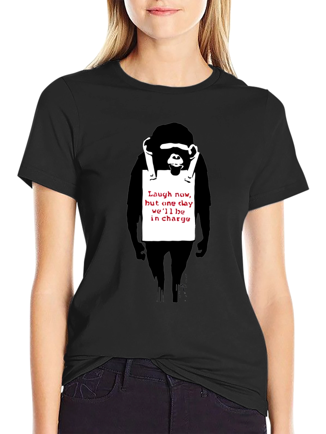 Banksy Monkey Laugh Now T-Shirt - Graphic Tee