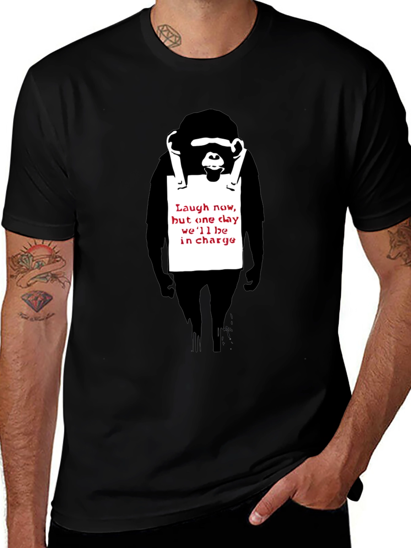Banksy Monkey Laugh Now T-Shirt - Graphic Tee