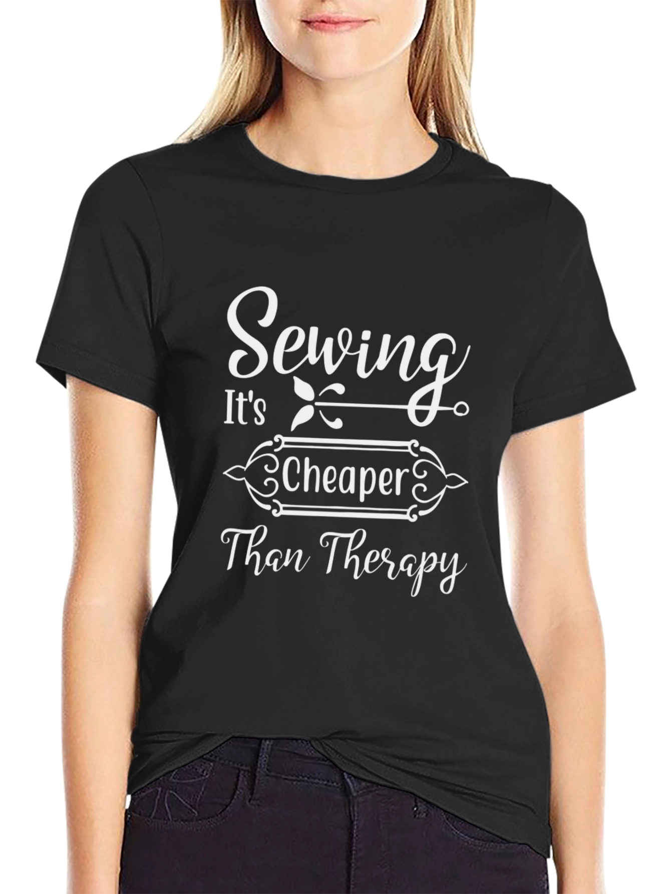 Sewing Cheaper Than Therapy Graphic Tee