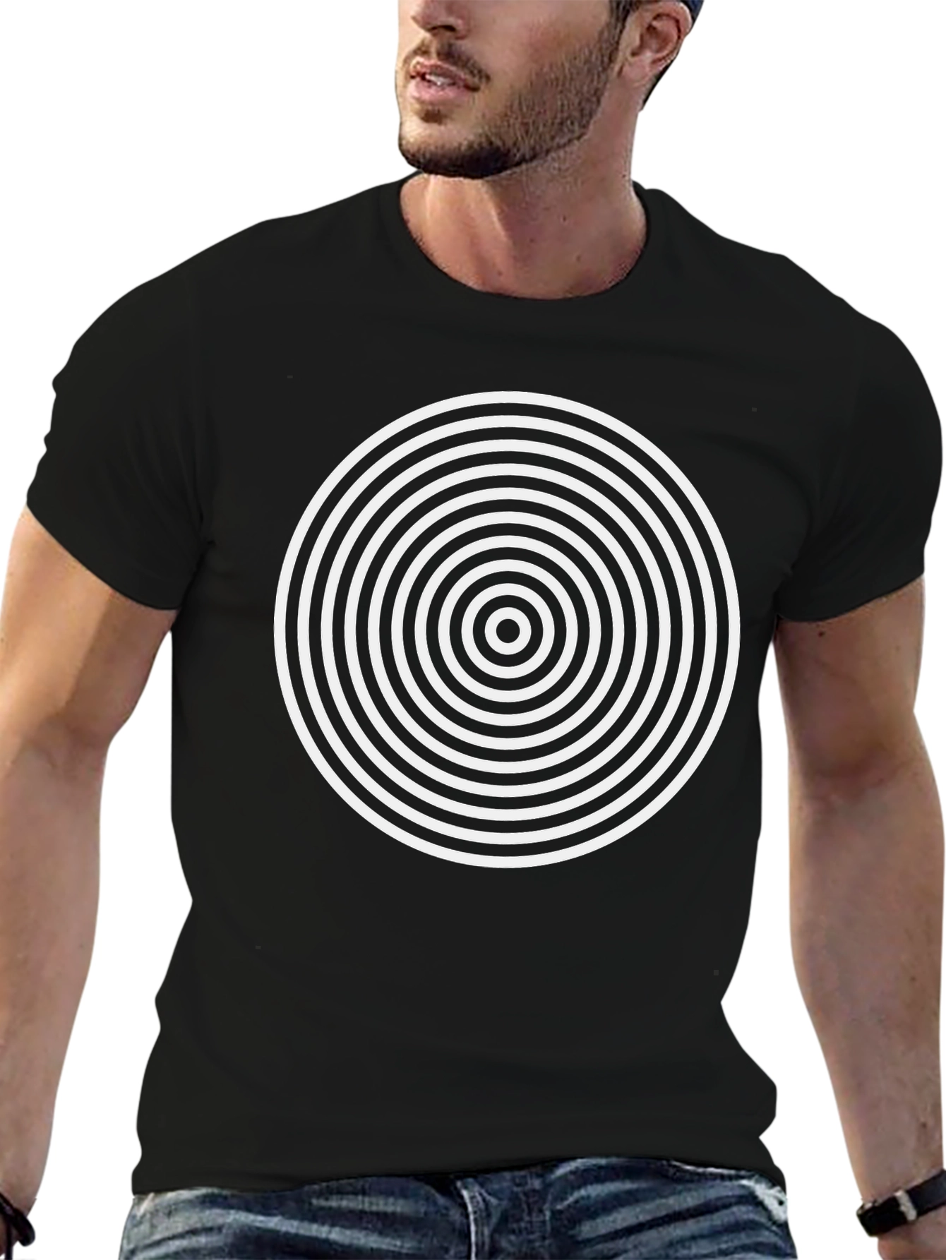 Optical Illusion Graphic Tee - Black