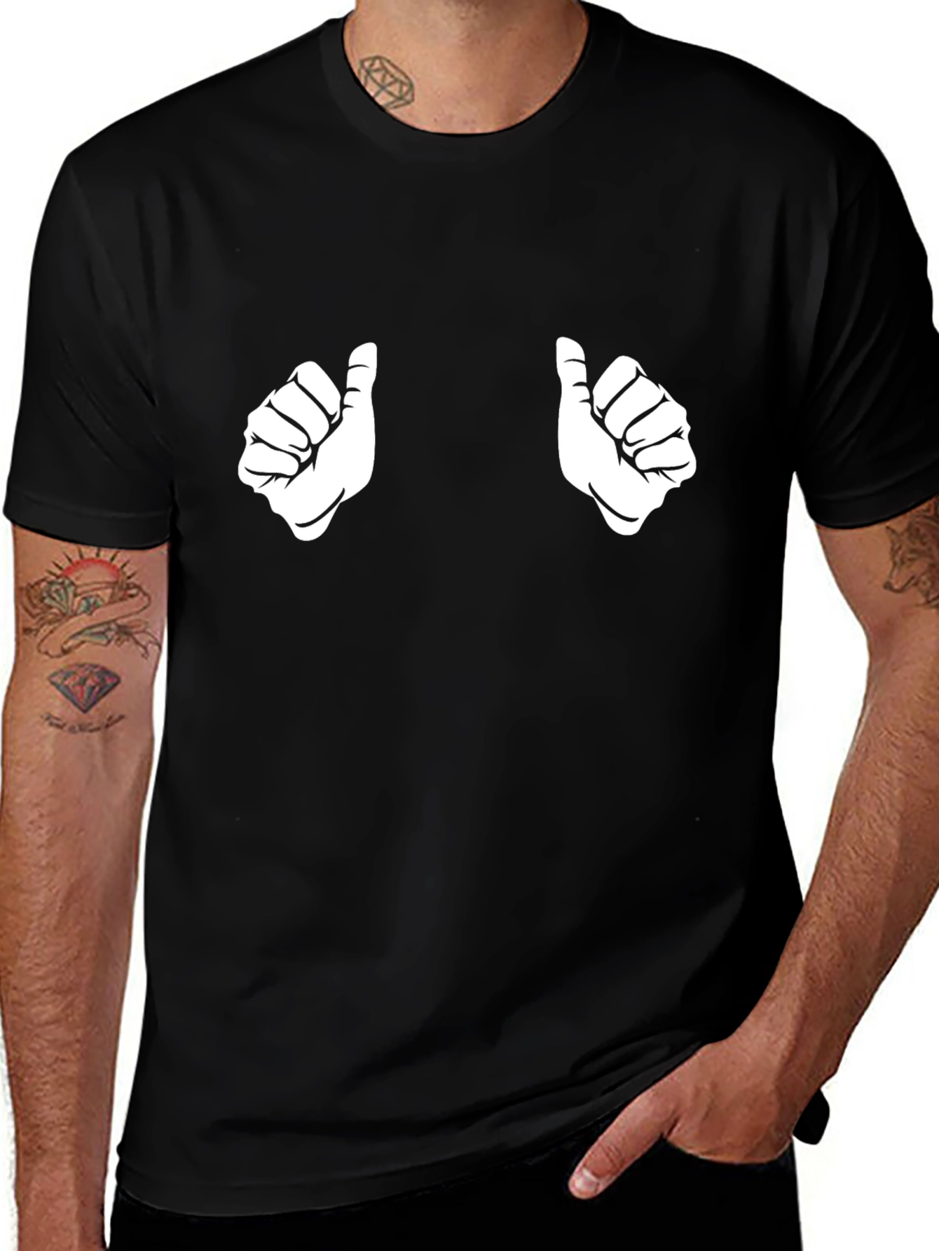 Thumbs Up Graphic Tee - Funny Novelty Shirt