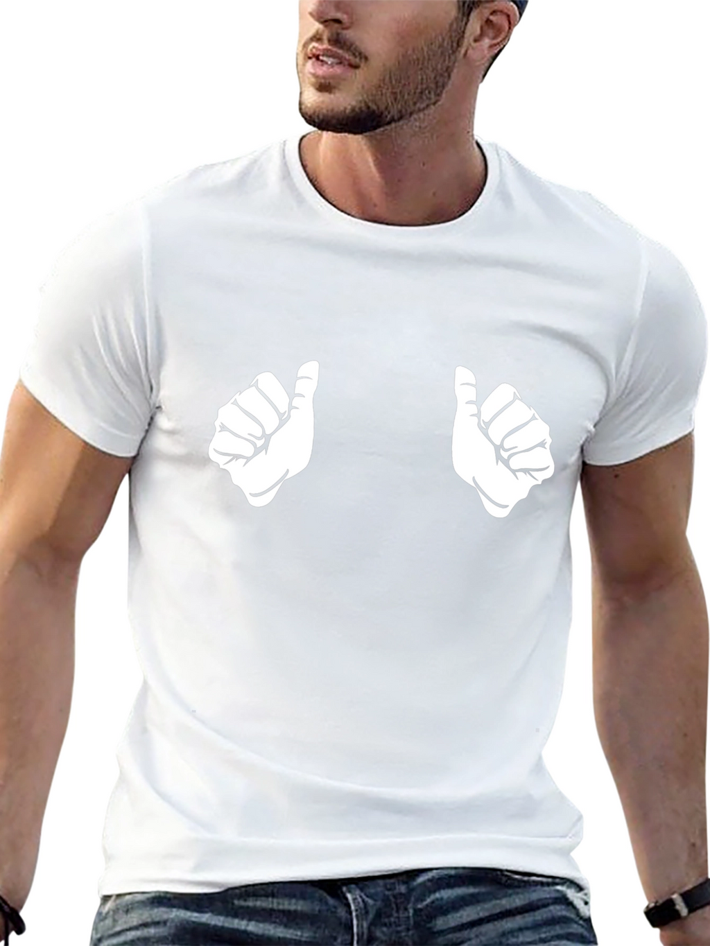 Thumbs Up Graphic Tee - Funny Novelty Shirt
