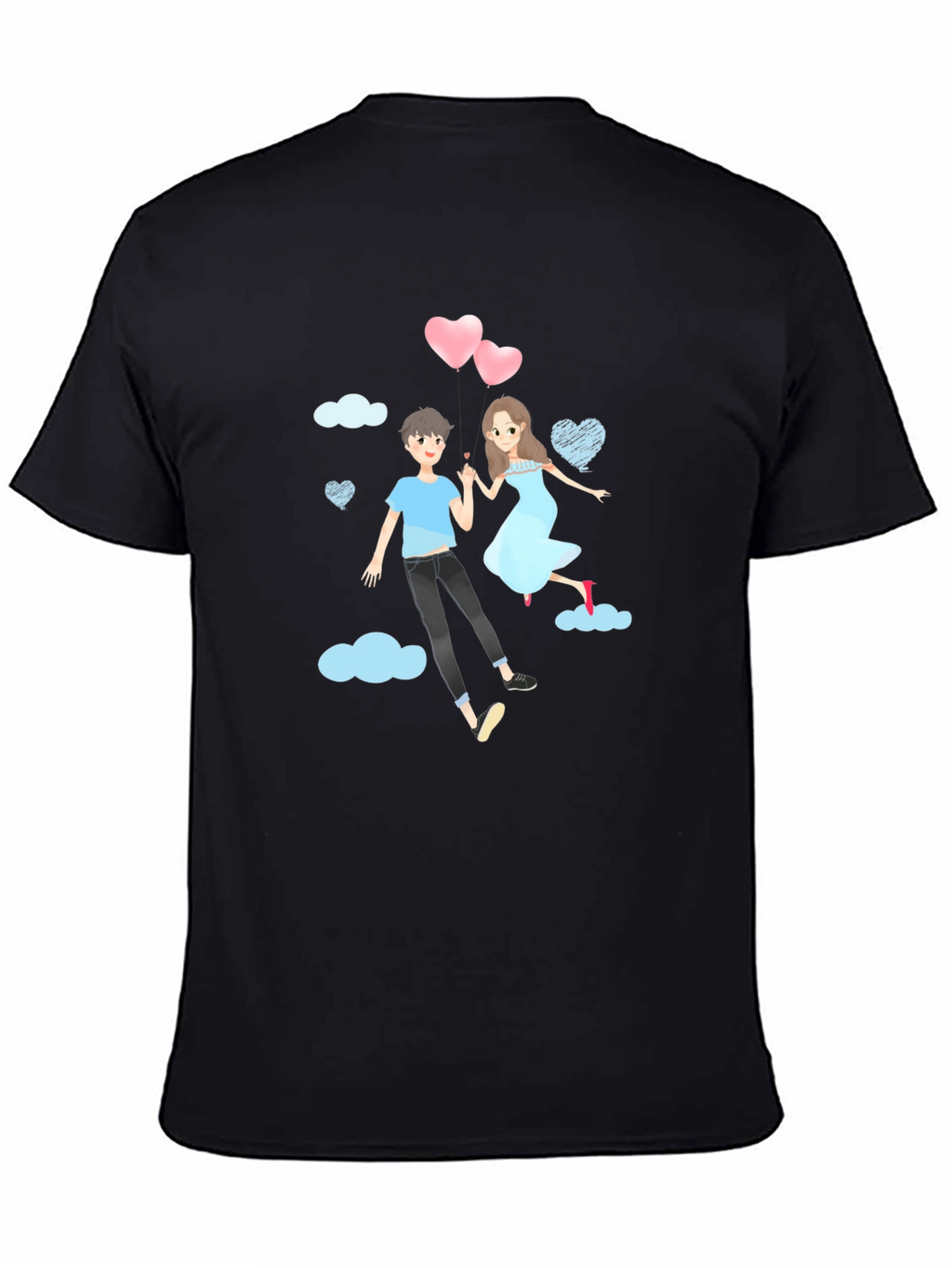 Romantic Couple Cartoon Graphic T-Shirt
