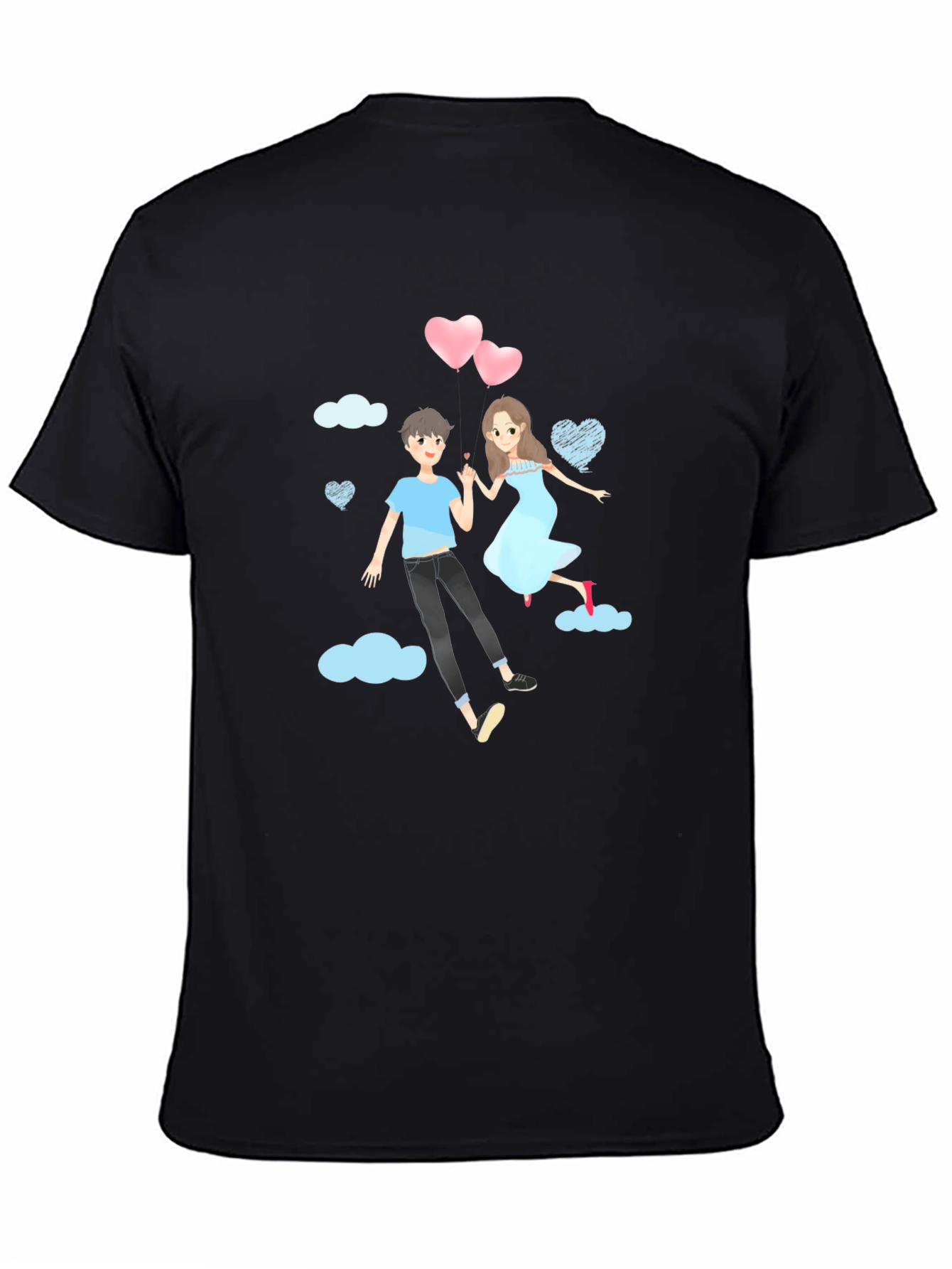 Romantic Couple Cartoon Graphic T-Shirt