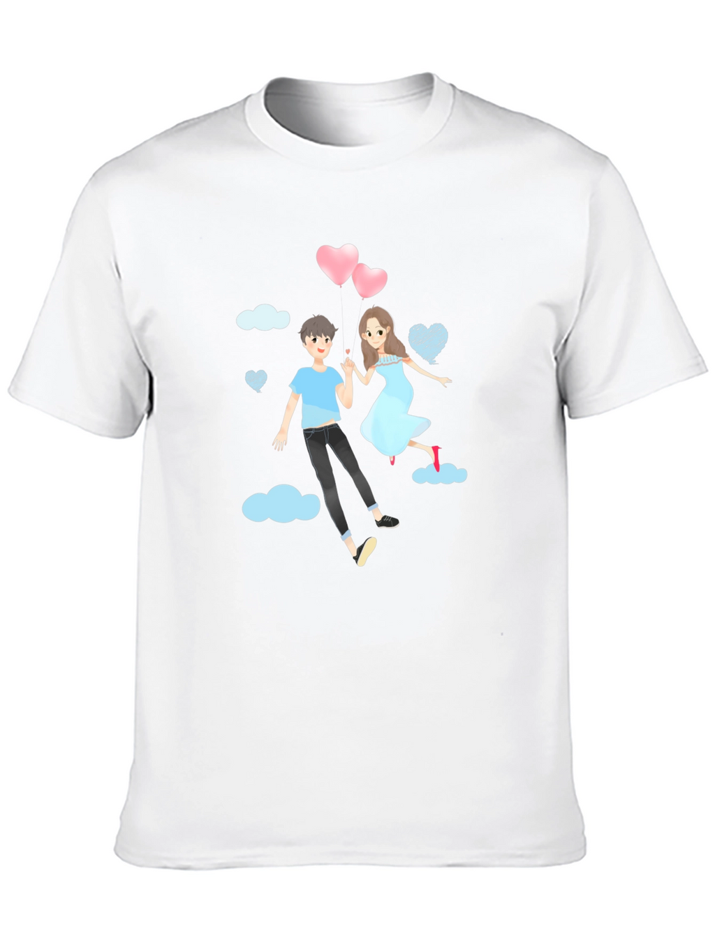 Romantic Couple Cartoon Graphic T-Shirt