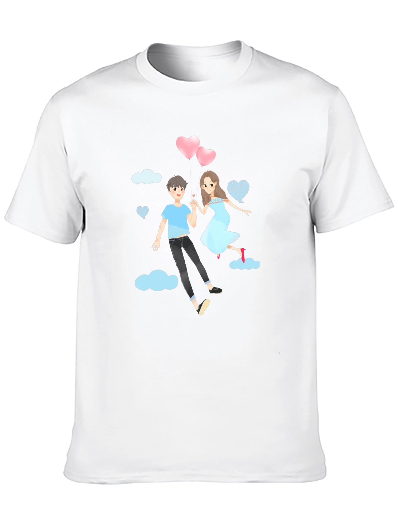 Romantic Couple Cartoon Graphic T-Shirt