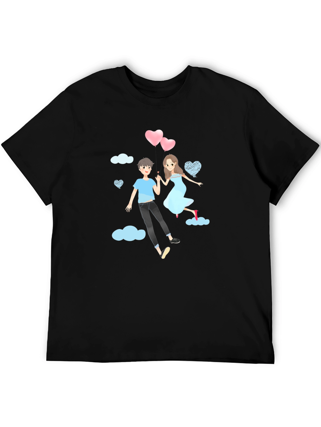 Romantic Couple Cartoon Graphic T-Shirt