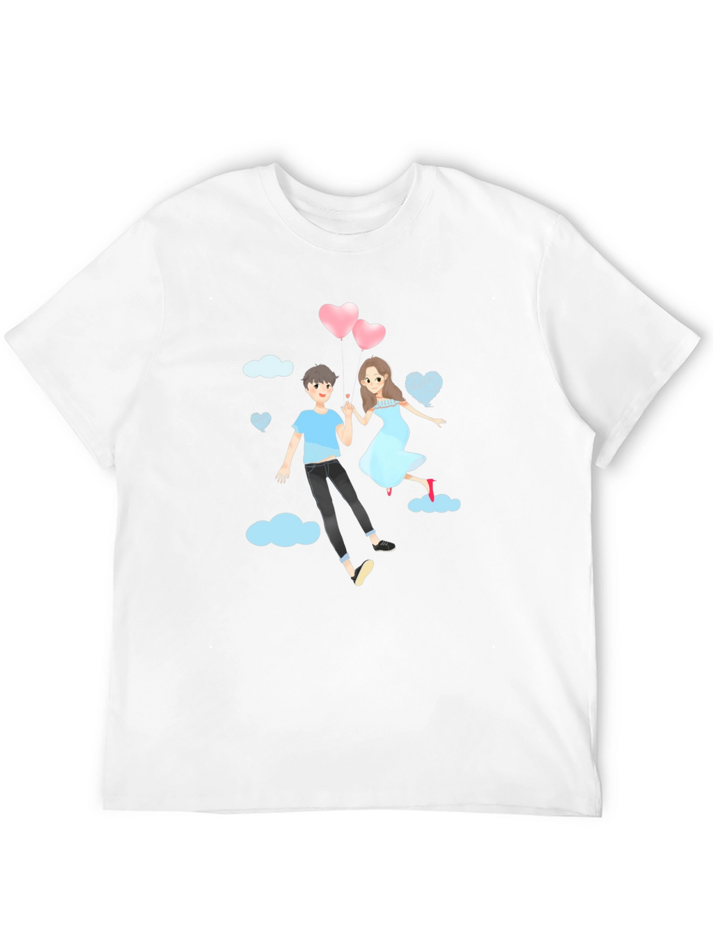 Romantic Couple Cartoon Graphic T-Shirt