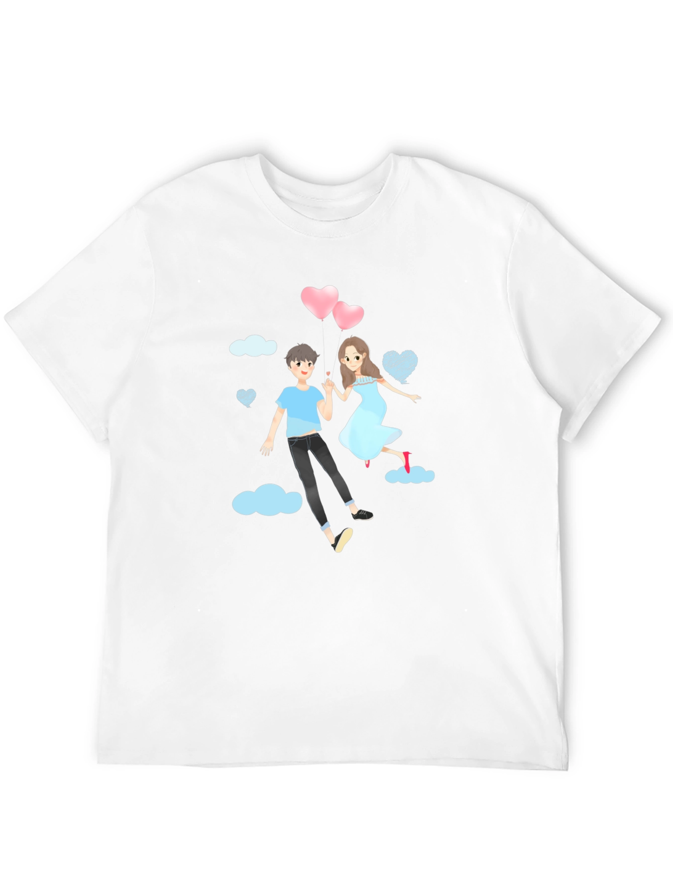 Romantic Couple Cartoon Graphic T-Shirt
