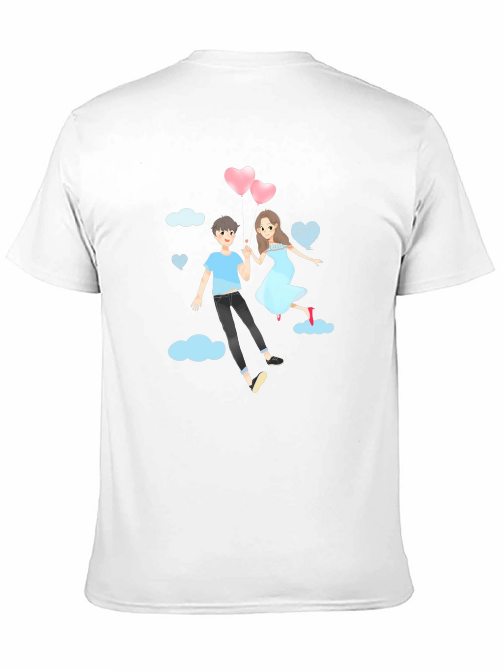 Romantic Couple Cartoon Graphic T-Shirt
