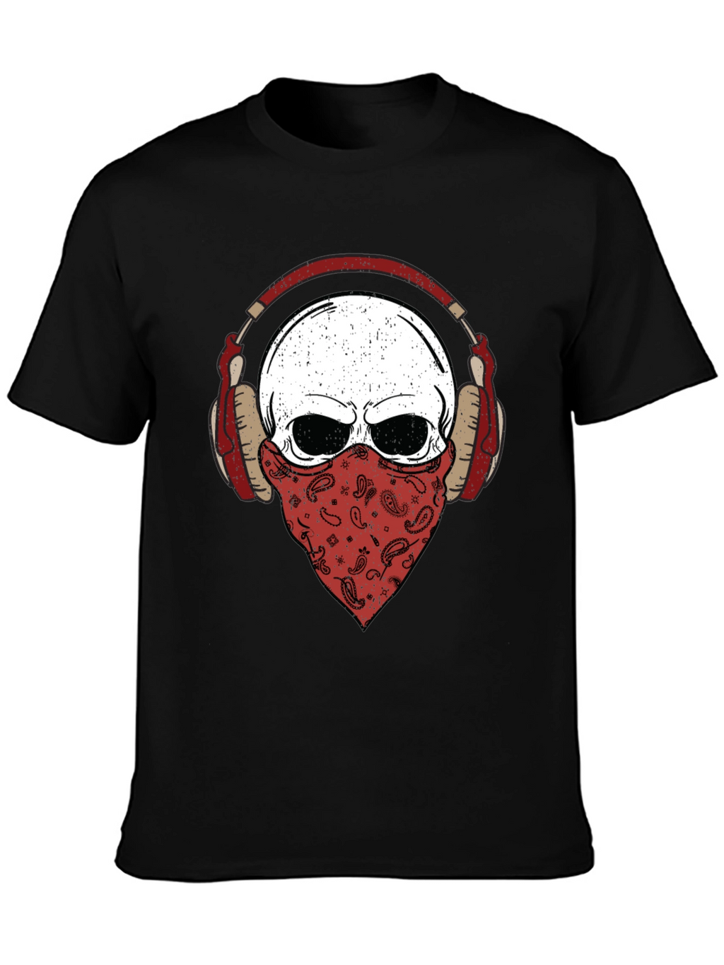 Skull Bandana Headphones Graphic T-Shirt