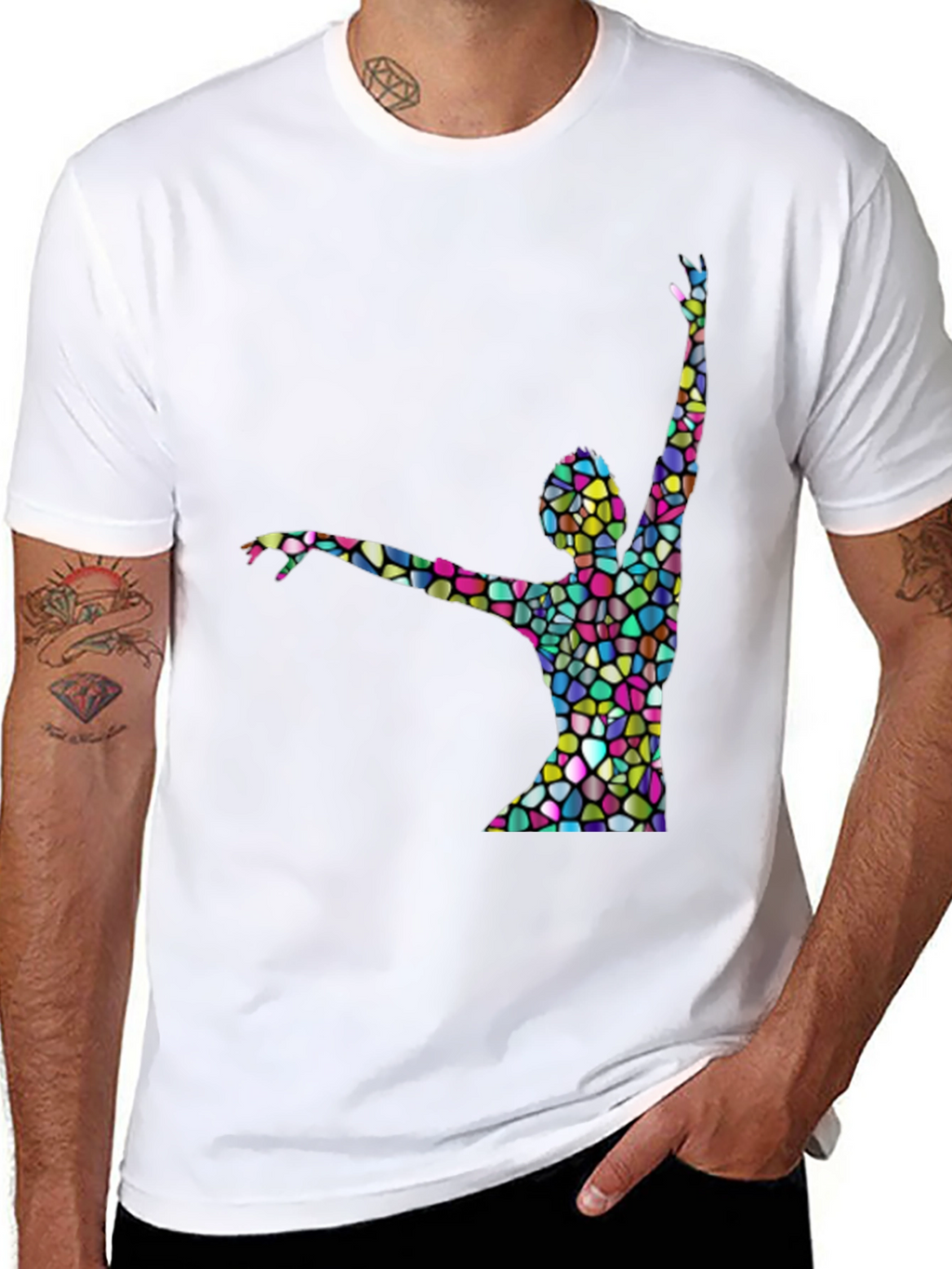 Stained Glass Dancer Graphic Black T-Shirt