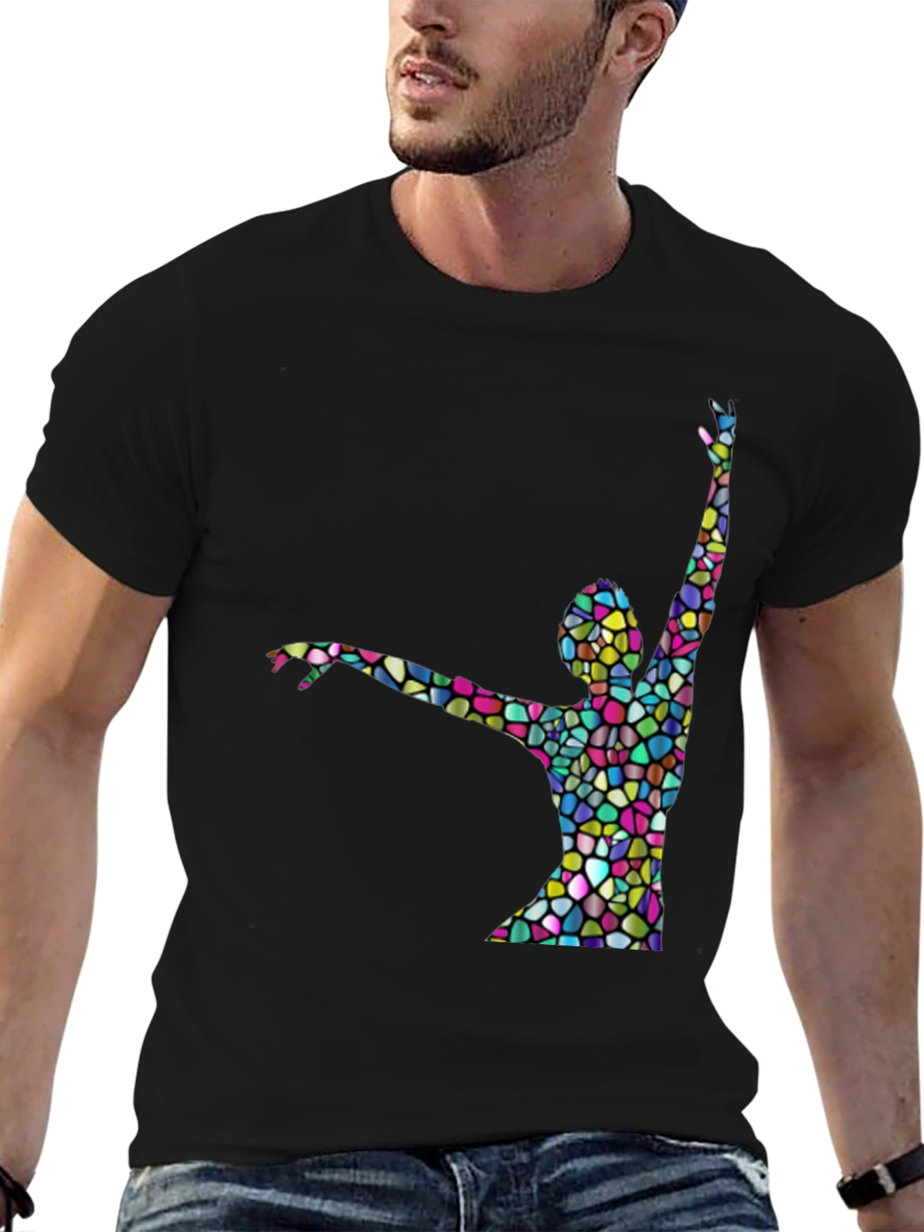 Stained Glass Dancer Graphic Black T-Shirt