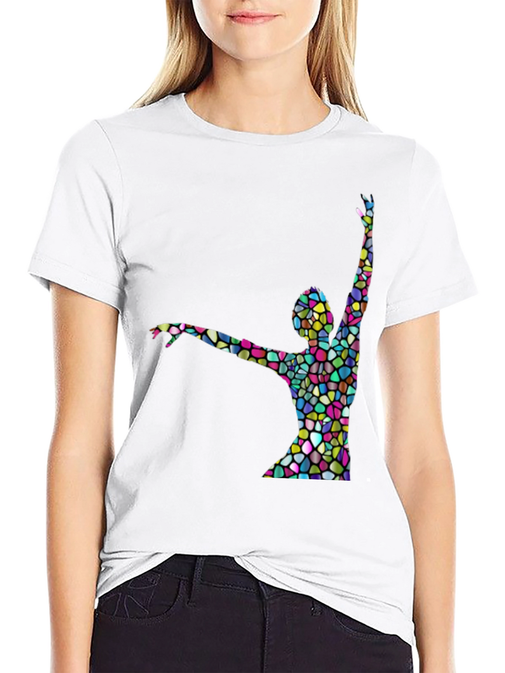 Stained Glass Dancer Graphic Black T-Shirt